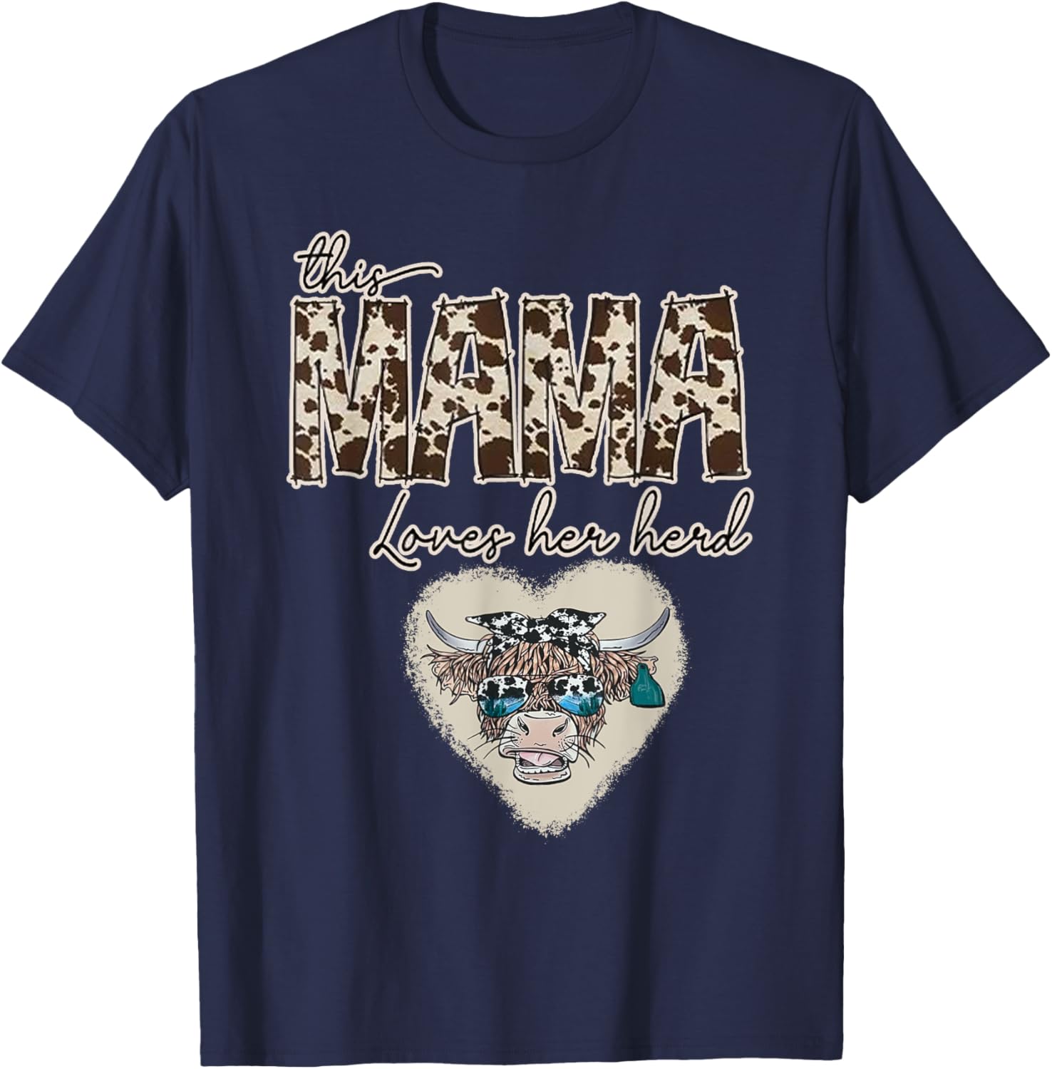 Cute Cow Print Mama Shirt for Farmers, Love Your Herd T-Shirt - 4