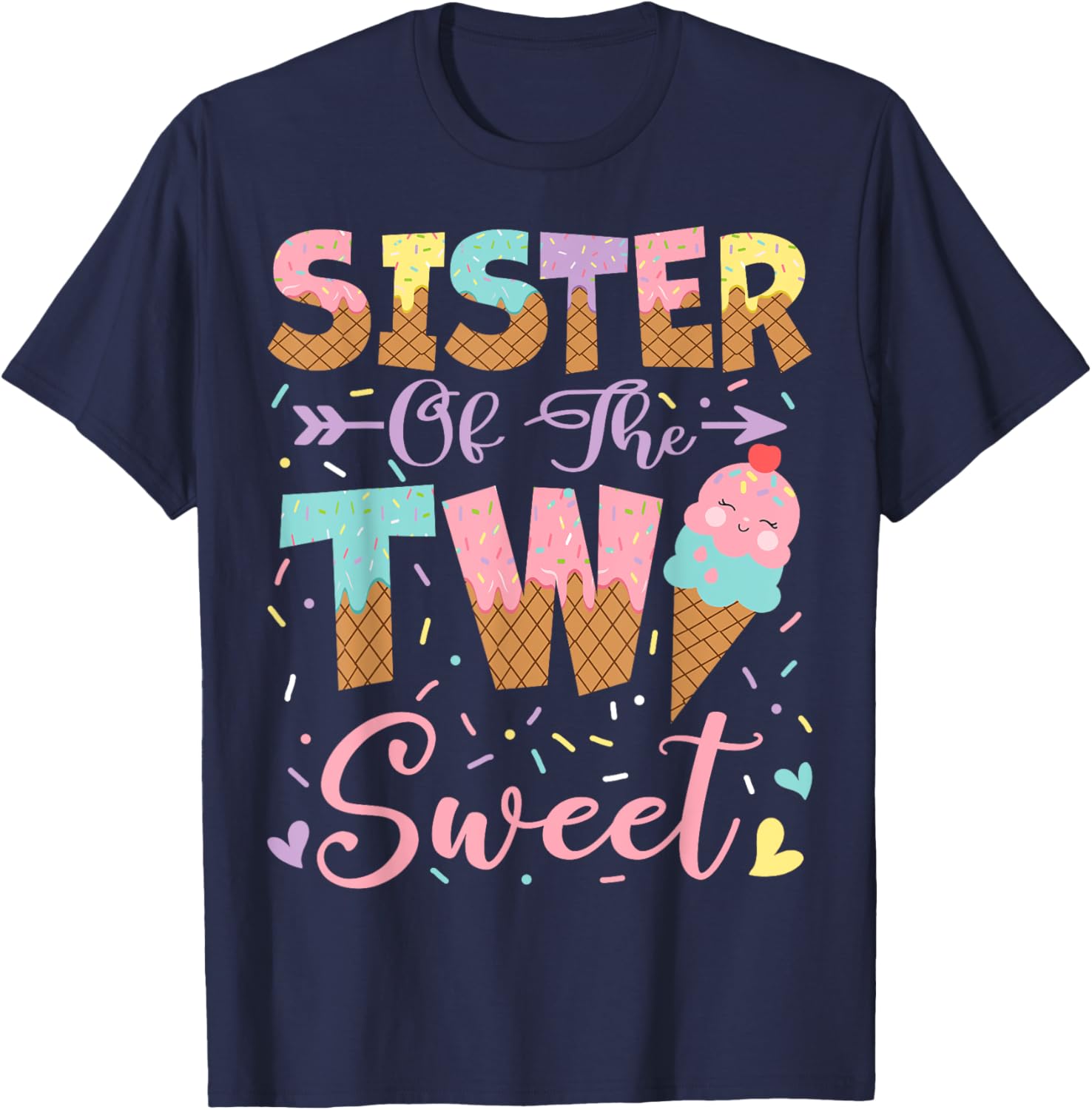 Adorable Sister of the Two Sweet Summer Ice Cream Birthday T-Shirt - 11