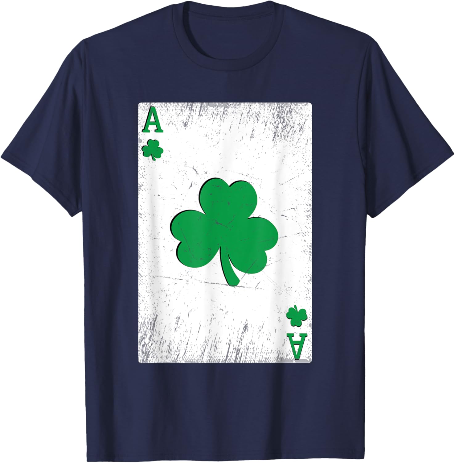 Vintage St Patrick's Day Ace of Shamrocks Green Clover T-Shirt for Fun - 3