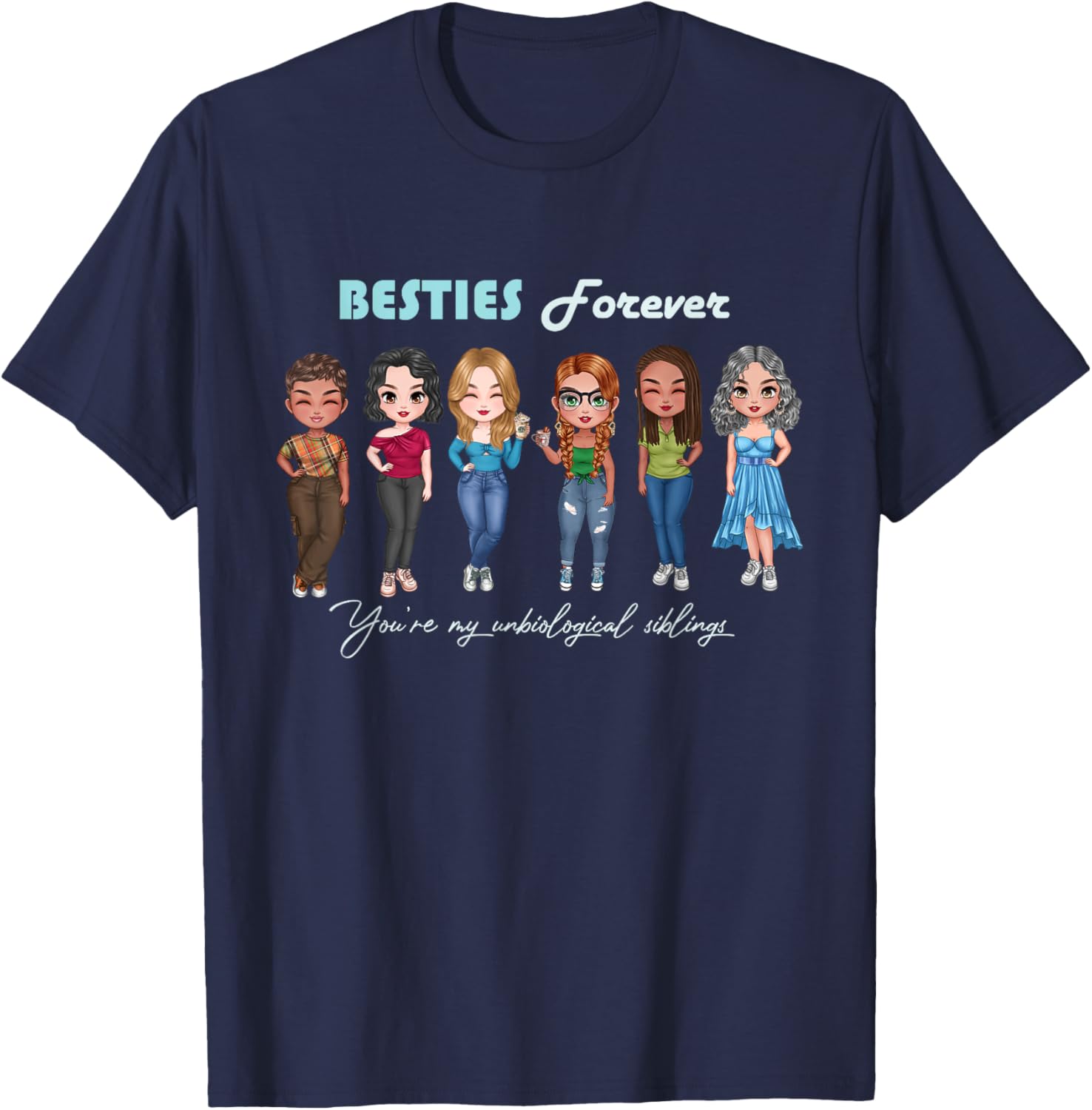 Chibi Best Friends T-Shirt for Unbiological Sisters and Siblings - 2