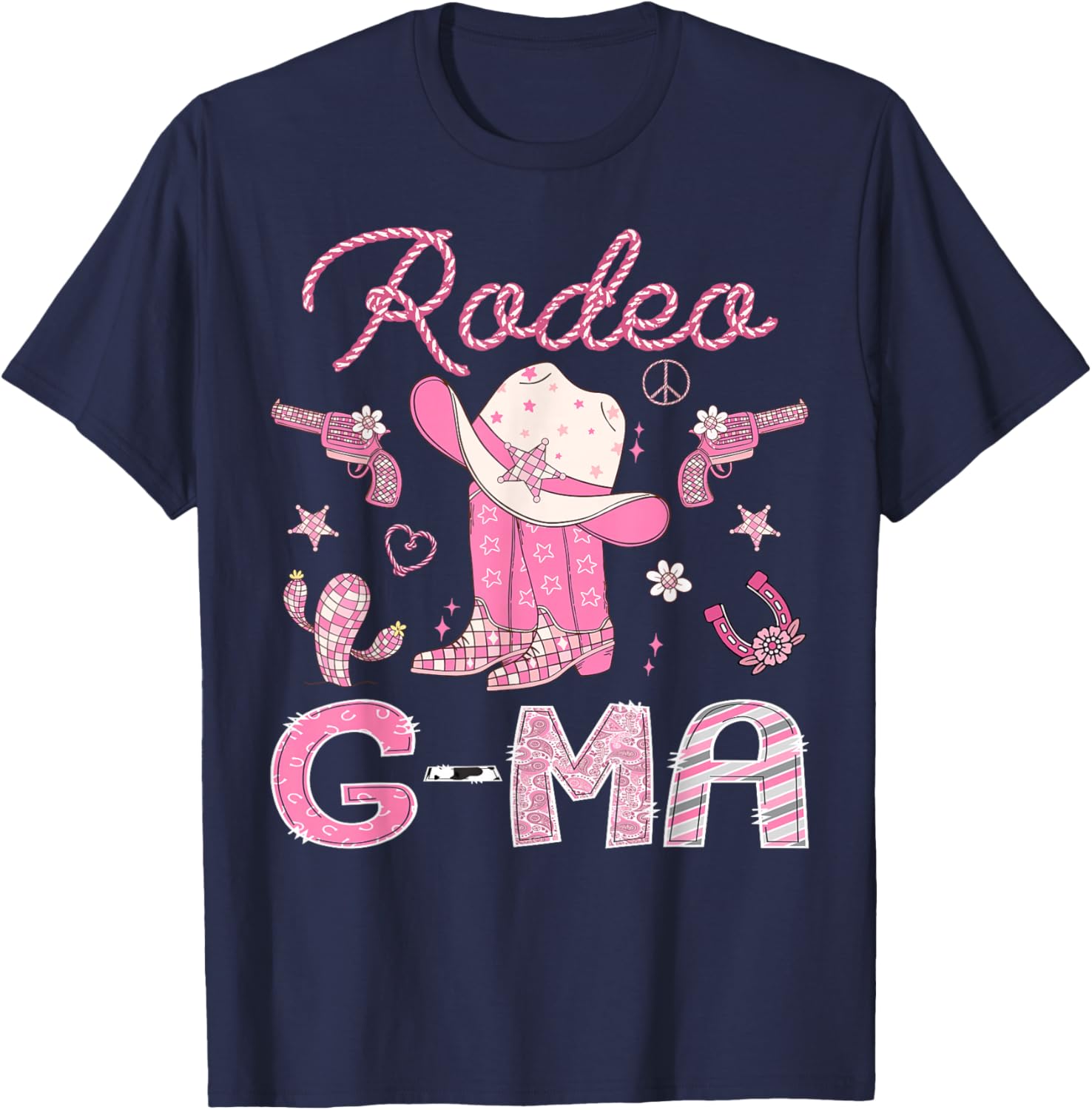 Rodeo G-Ma 1st Birthday Pink Boots Disco Cowgirl T-Shirt for Girls - 12