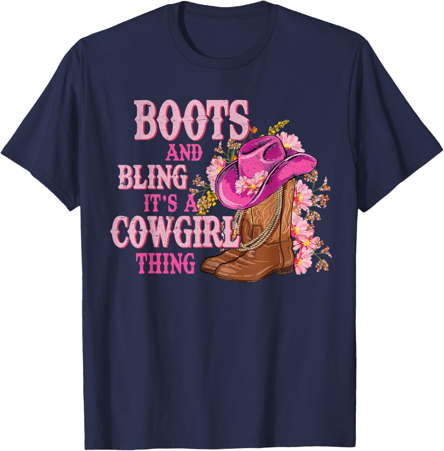 Cowgirl Style Boots and Bling Rodeo Love T-Shirt for Country Girls - 4