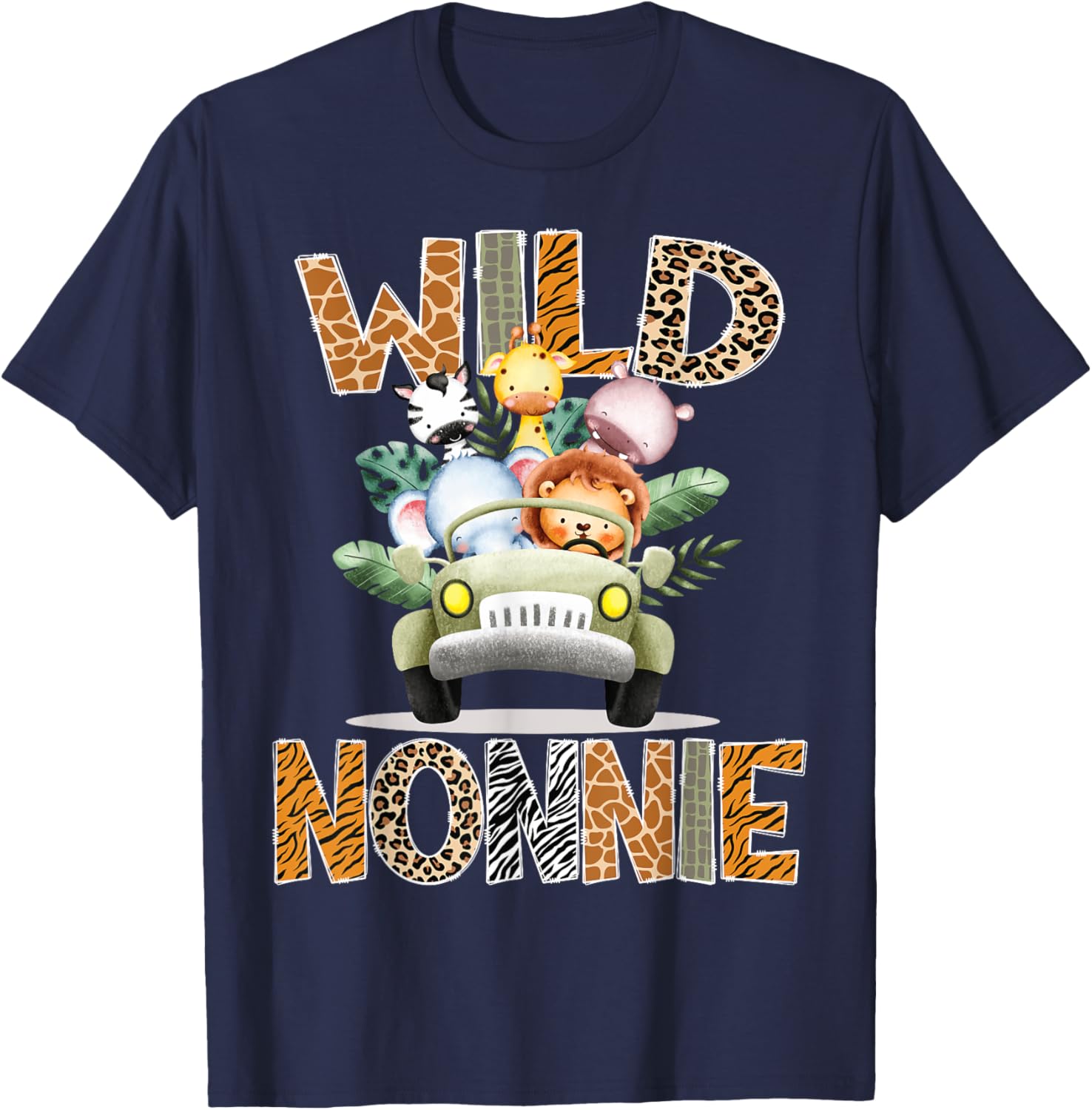 Wild Nonnie Safari Jungle Animals 1st Birthday Truck T-Shirt for Kids - 3