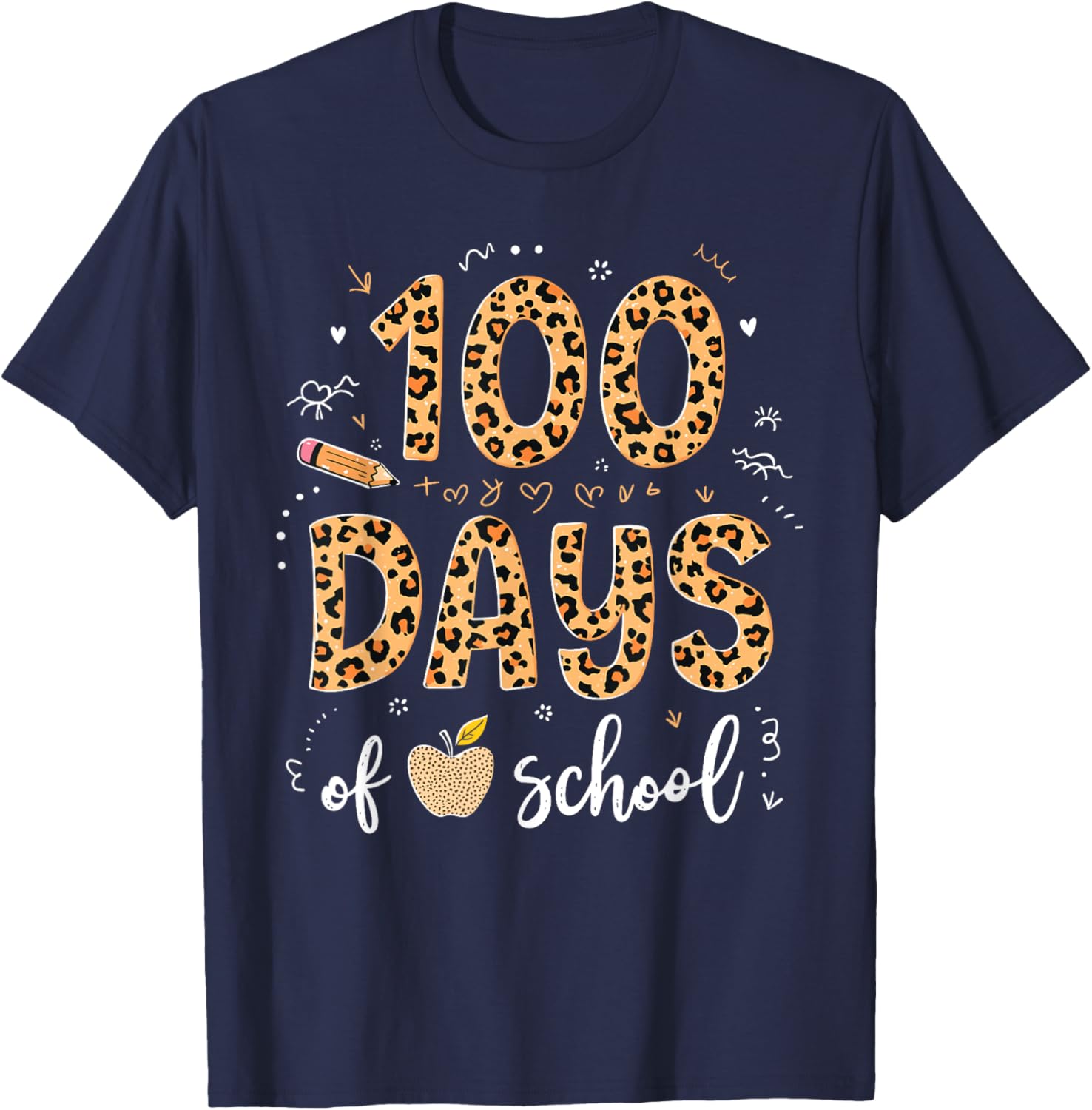 100 Days of School Leopard Print T-Shirt for Kids and Teachers - 16