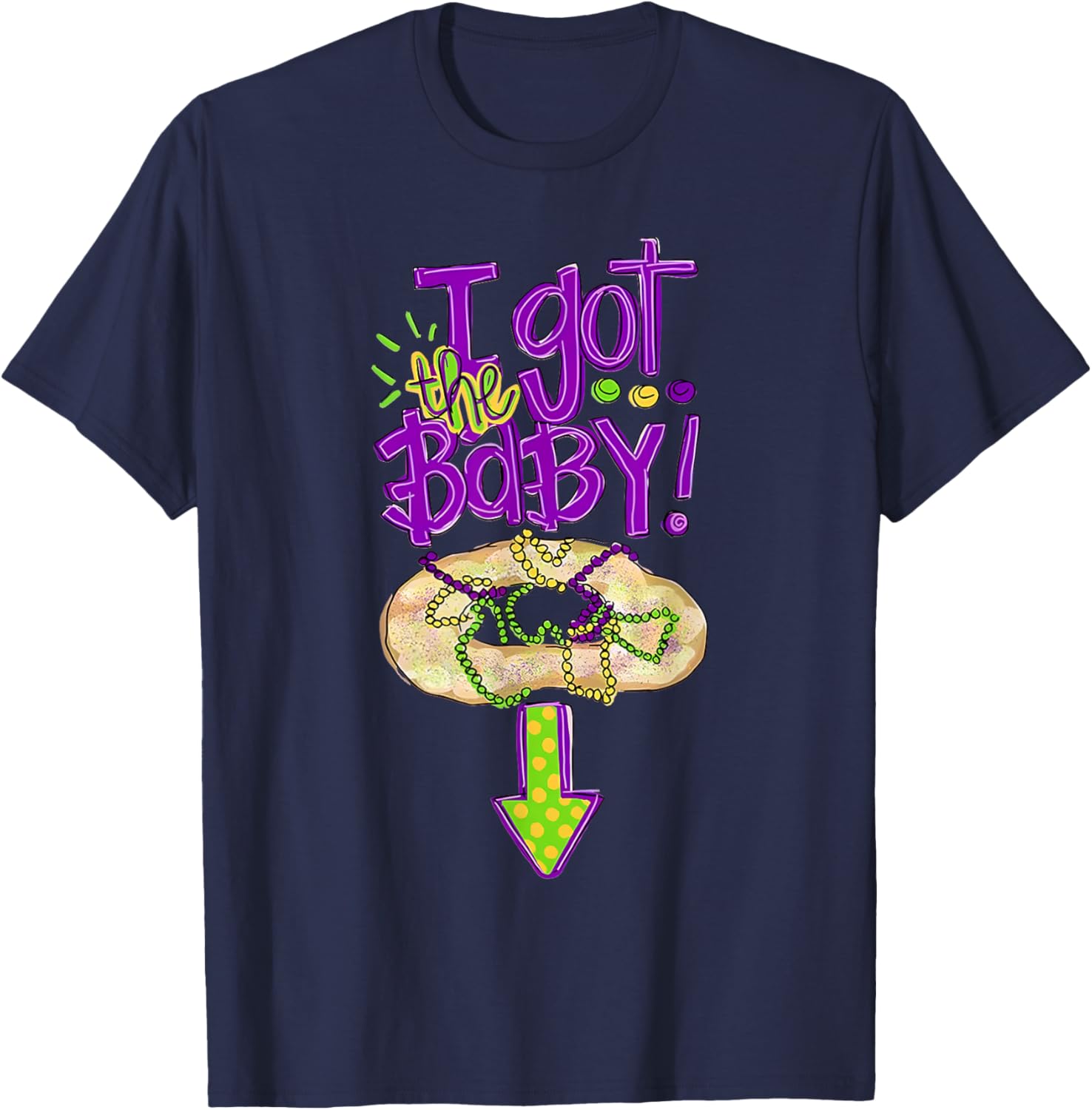 Baby Mardi Gras King Cake Reveal T-Shirt for New Orleans Celebrations - 2