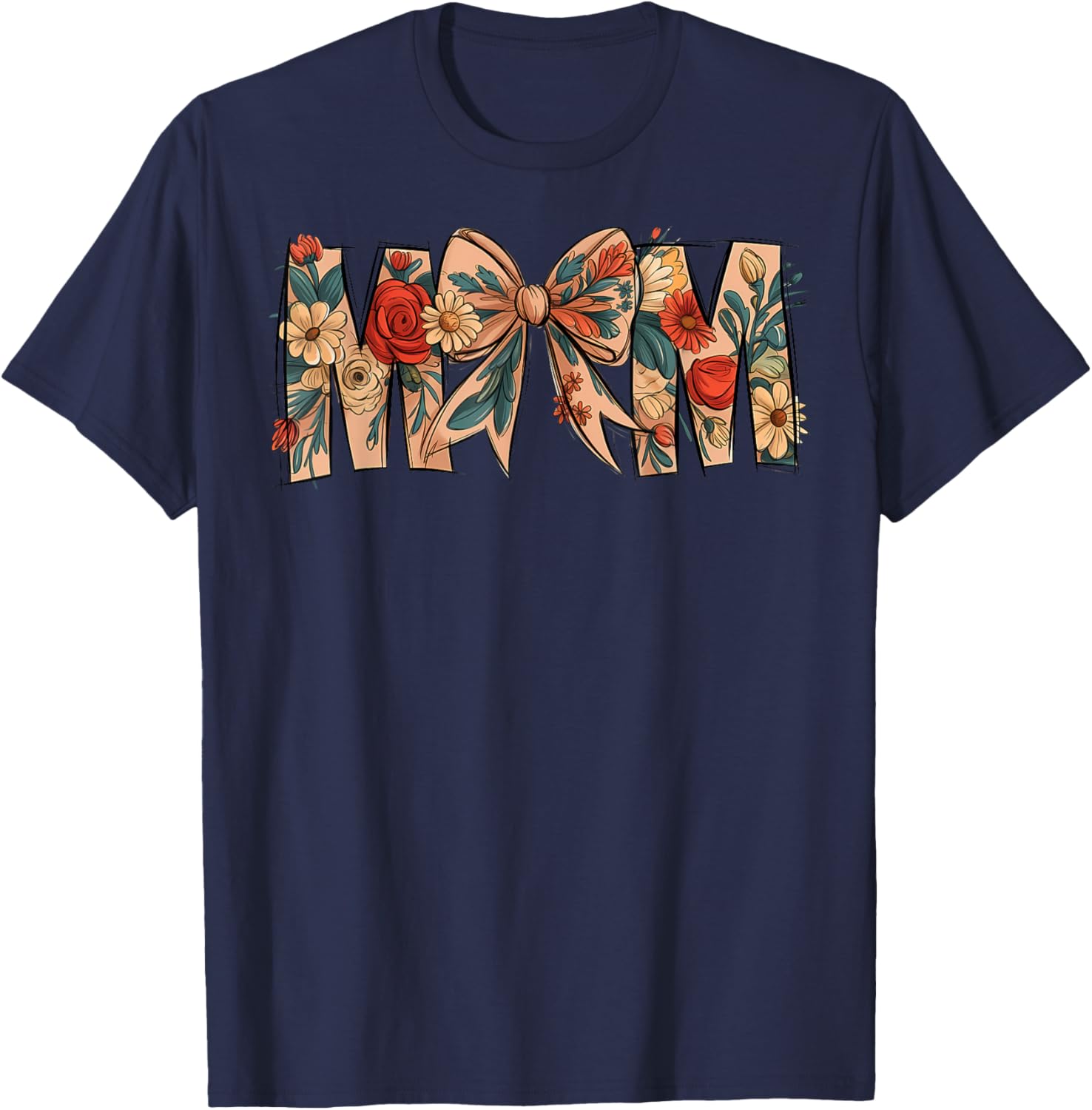 Charming Floral Coquette Bow T-Shirt for Moms on Mother's Day - 17