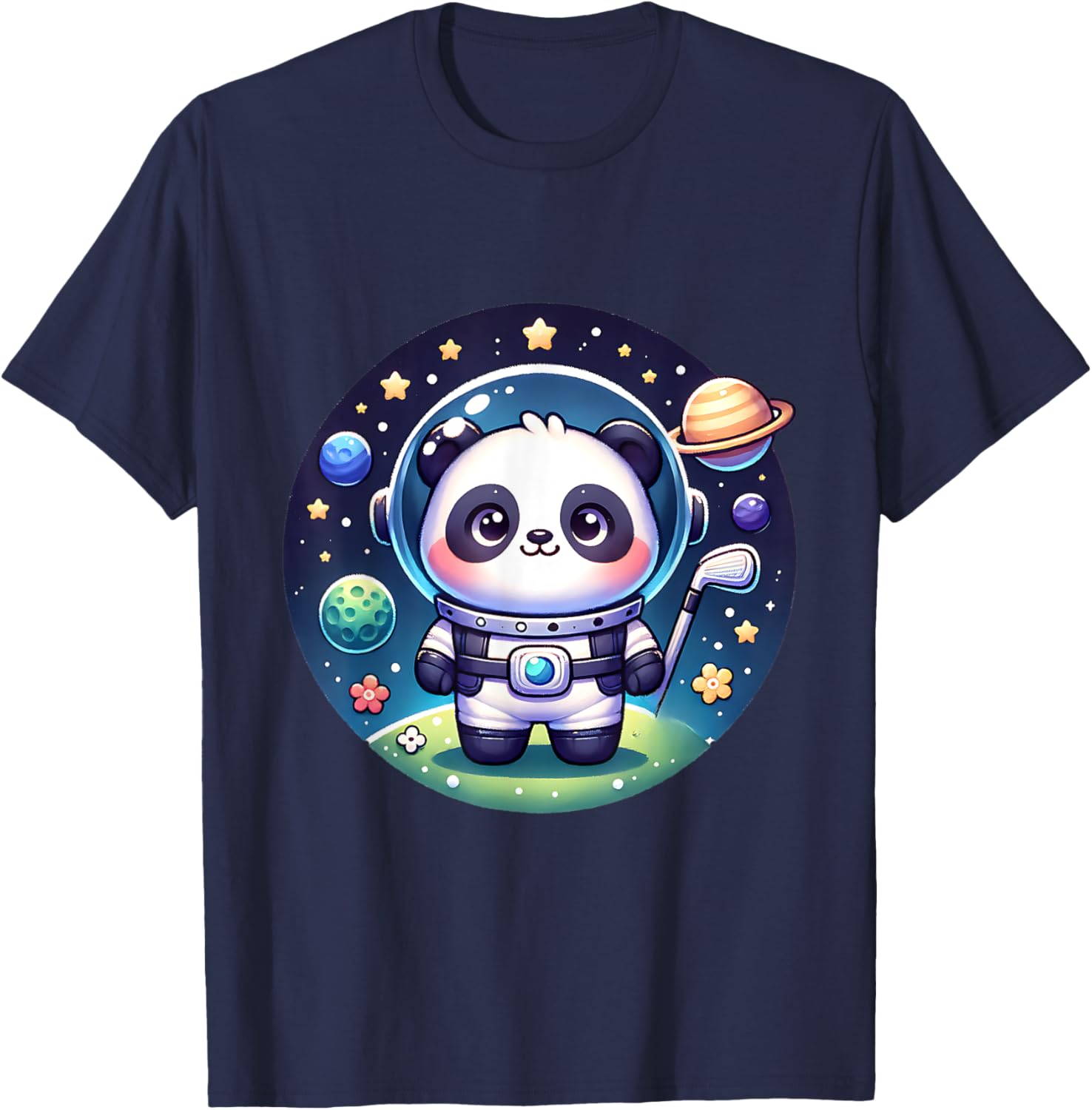 Cosmic Golfer Panda Bear Astronaut T-Shirt for Golf Lovers - 16