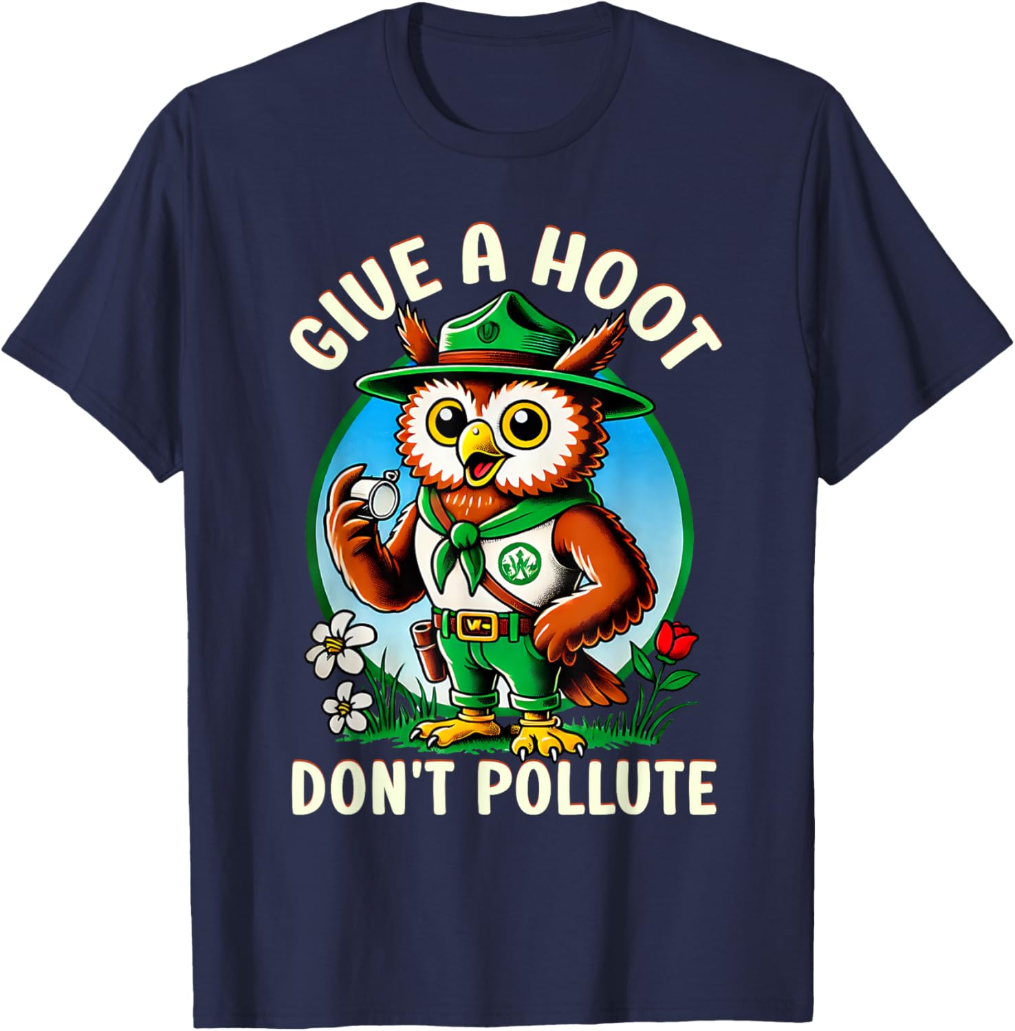 Retro Vintage Owl T-Shirt - Eco-Friendly Give A Hoot Don’t Pollute - 6