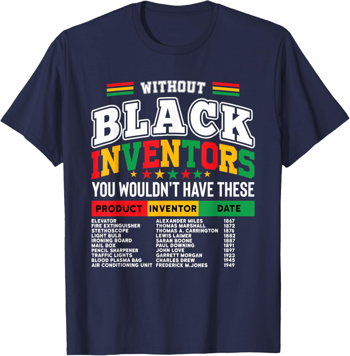 Celebrate Innovation with Afro Pride T-Shirt Featuring Black Inventors - 2