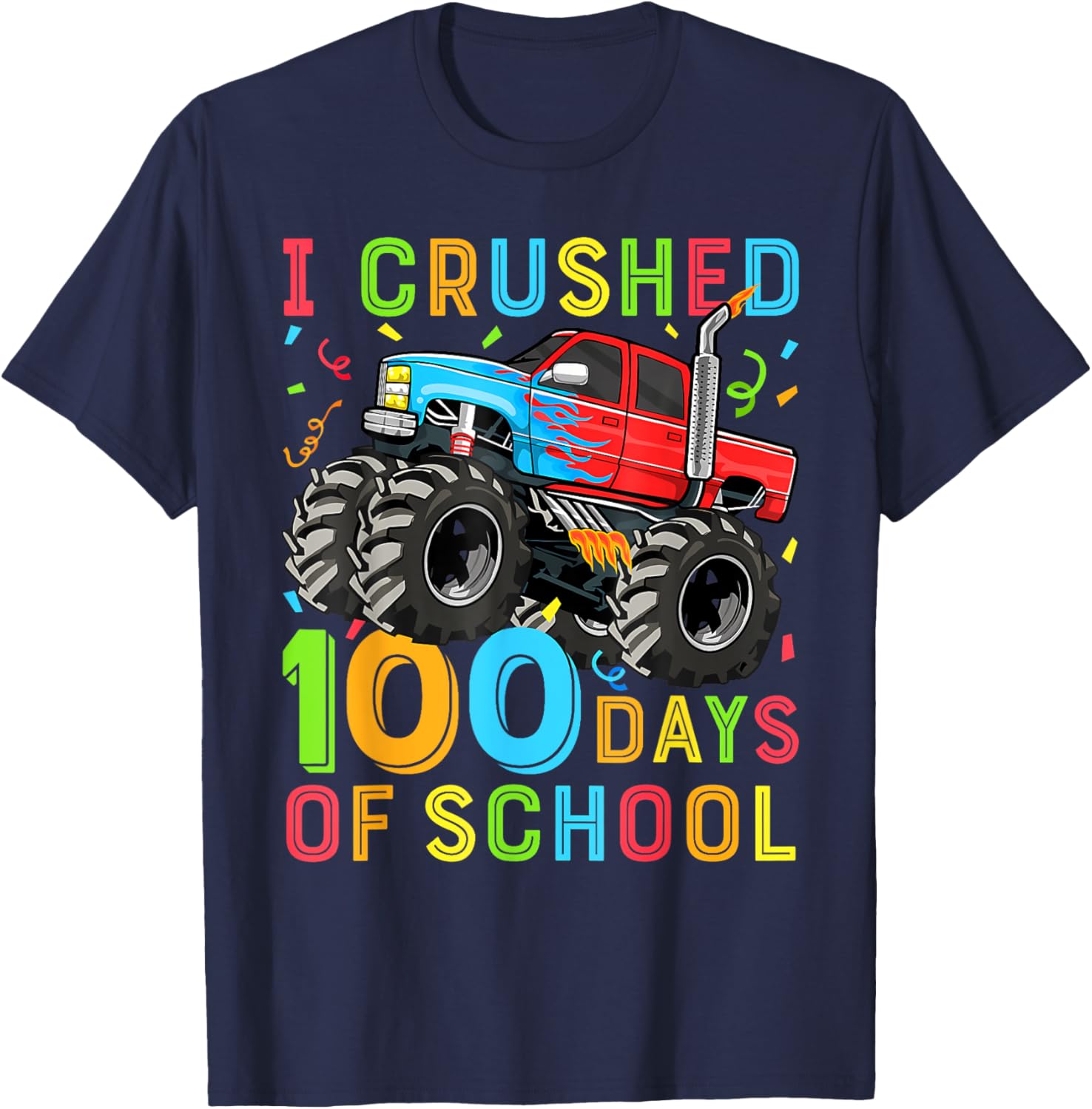 100 Days of School Monster Truck Shirt for Boys Fun 100th Day Outfit - 6