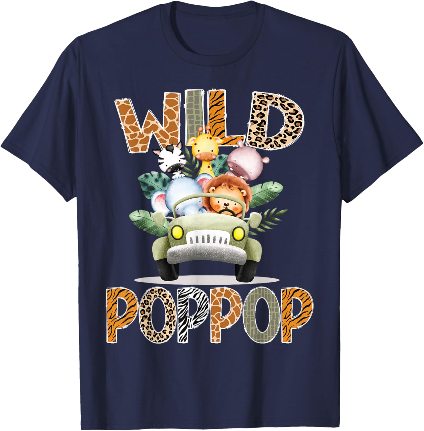 Wild PopPop Safari Jungle Animals 1st Birthday Truck T-Shirt for Kids - 2