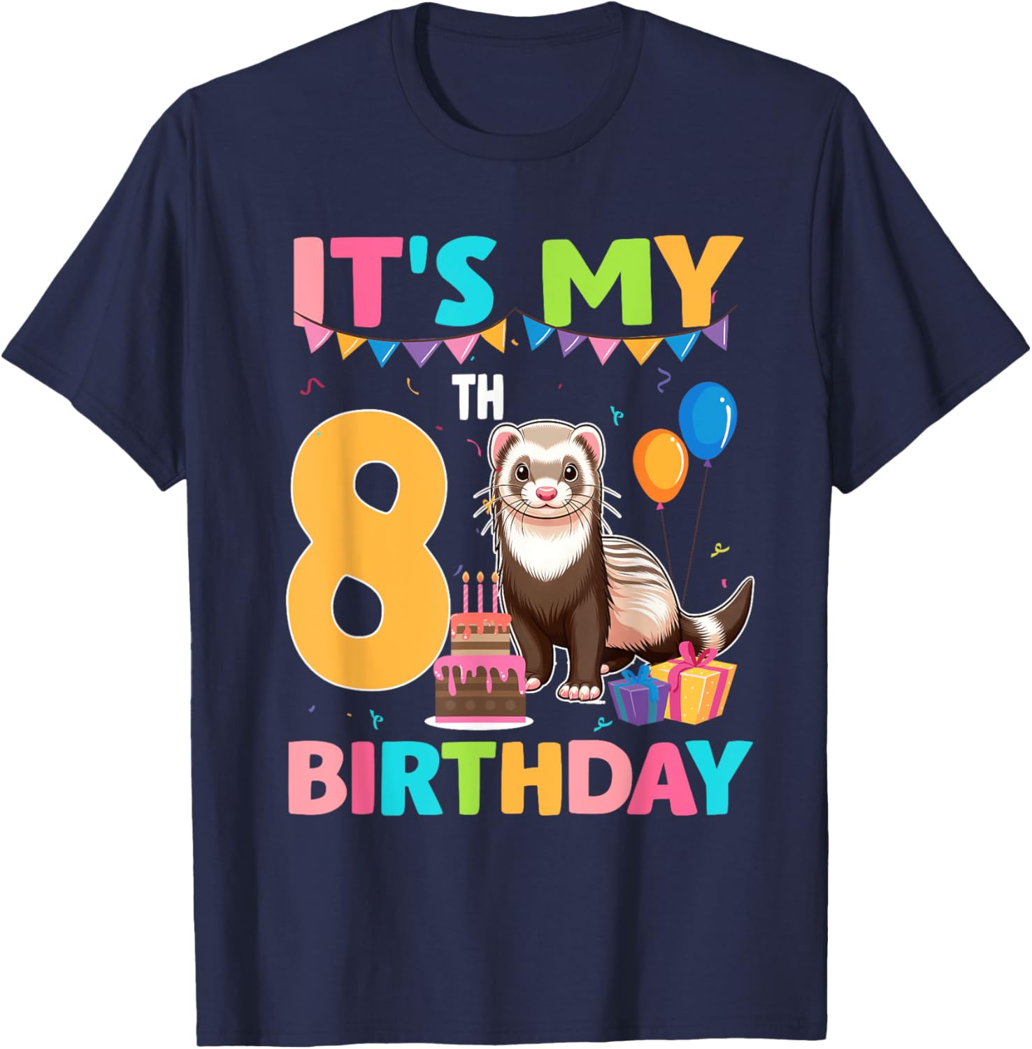 8th Birthday Ferret Lover T-Shirt for Fun Party Celebrations - 9