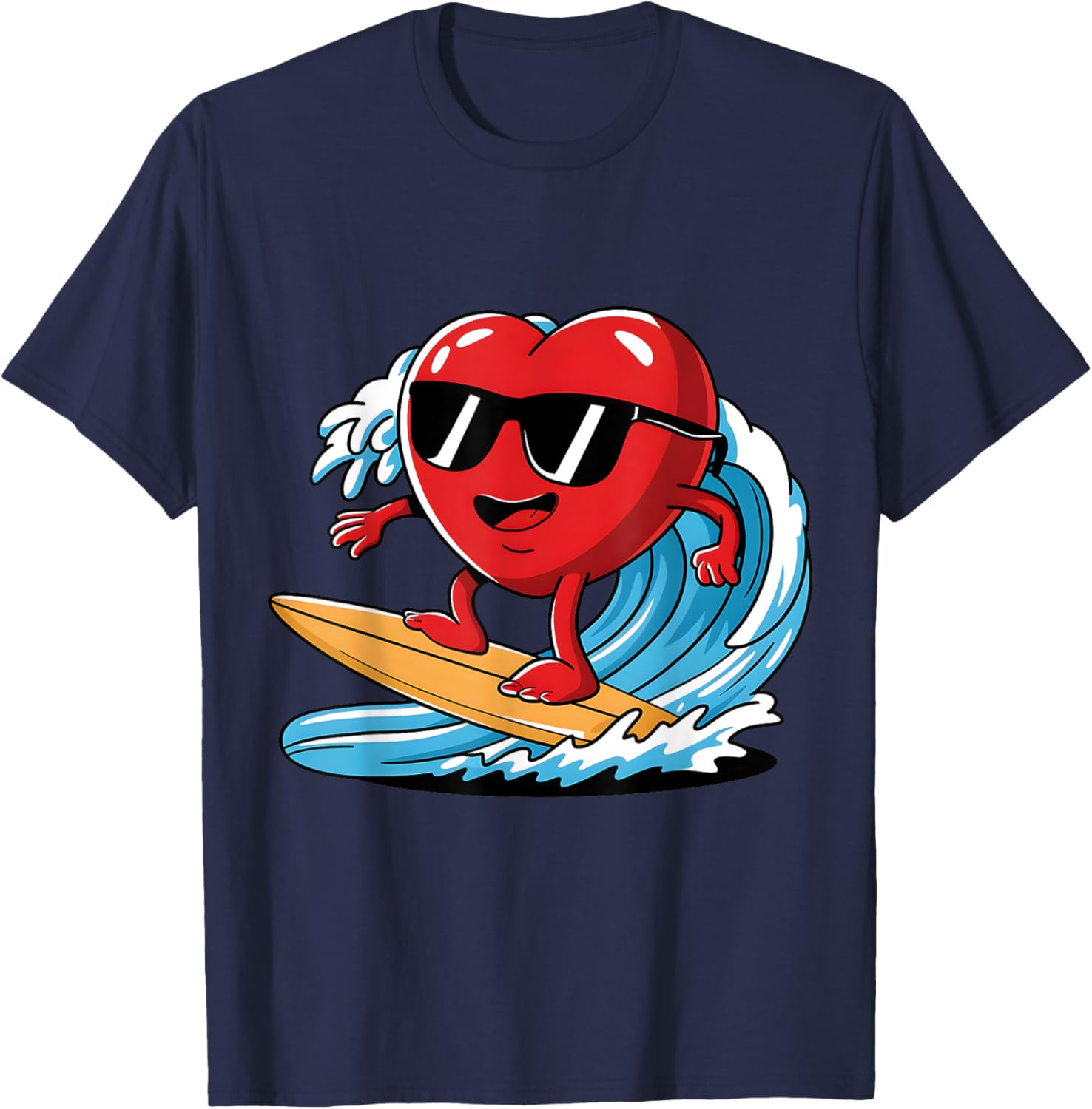 Surfing Heart Funny T-Shirt for Boys and Men - Perfect Valentine's Gift - 4