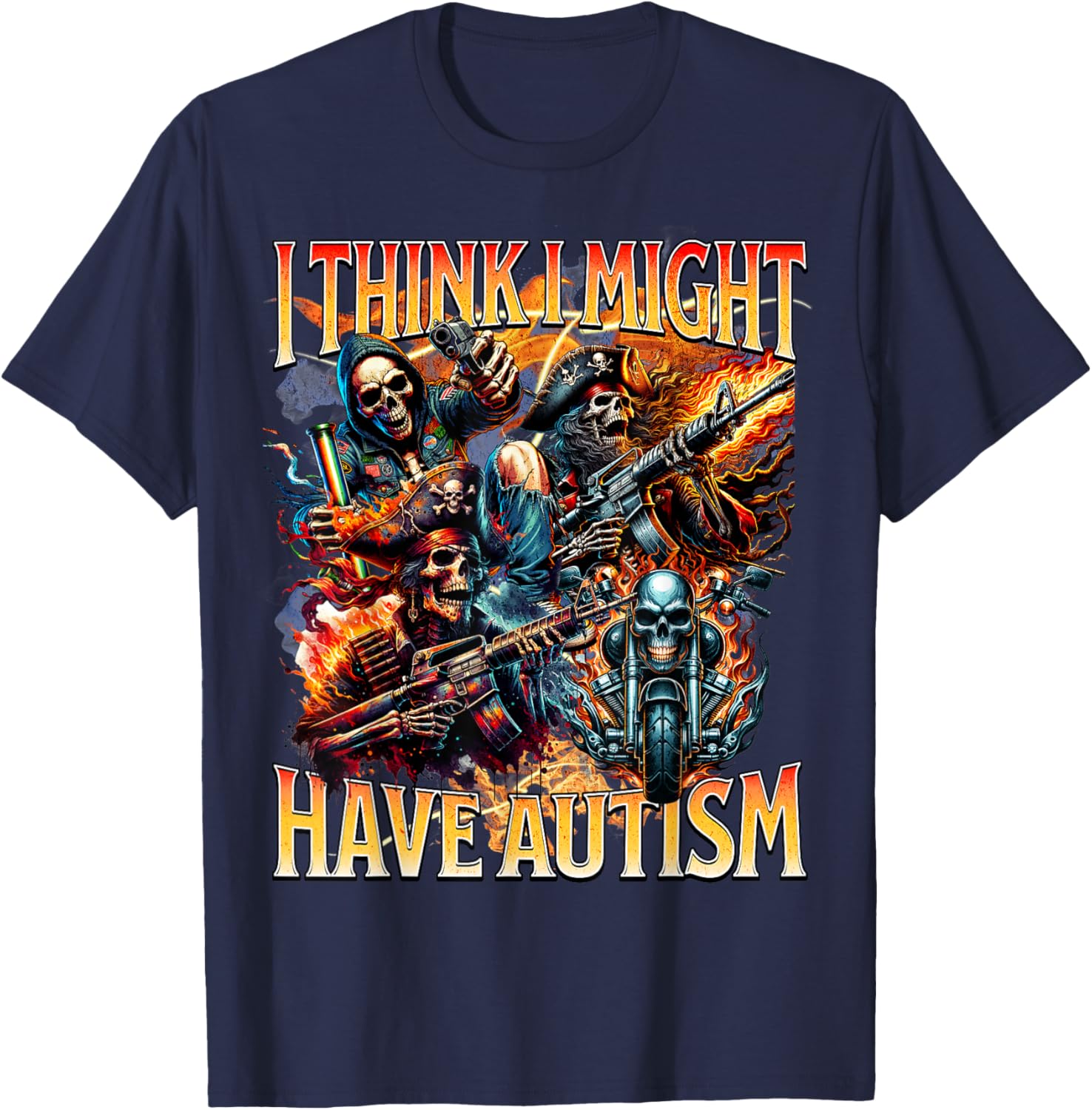 Funny Autism Awareness Meme Skeleton T-Shirt for Autistic Pride - 3