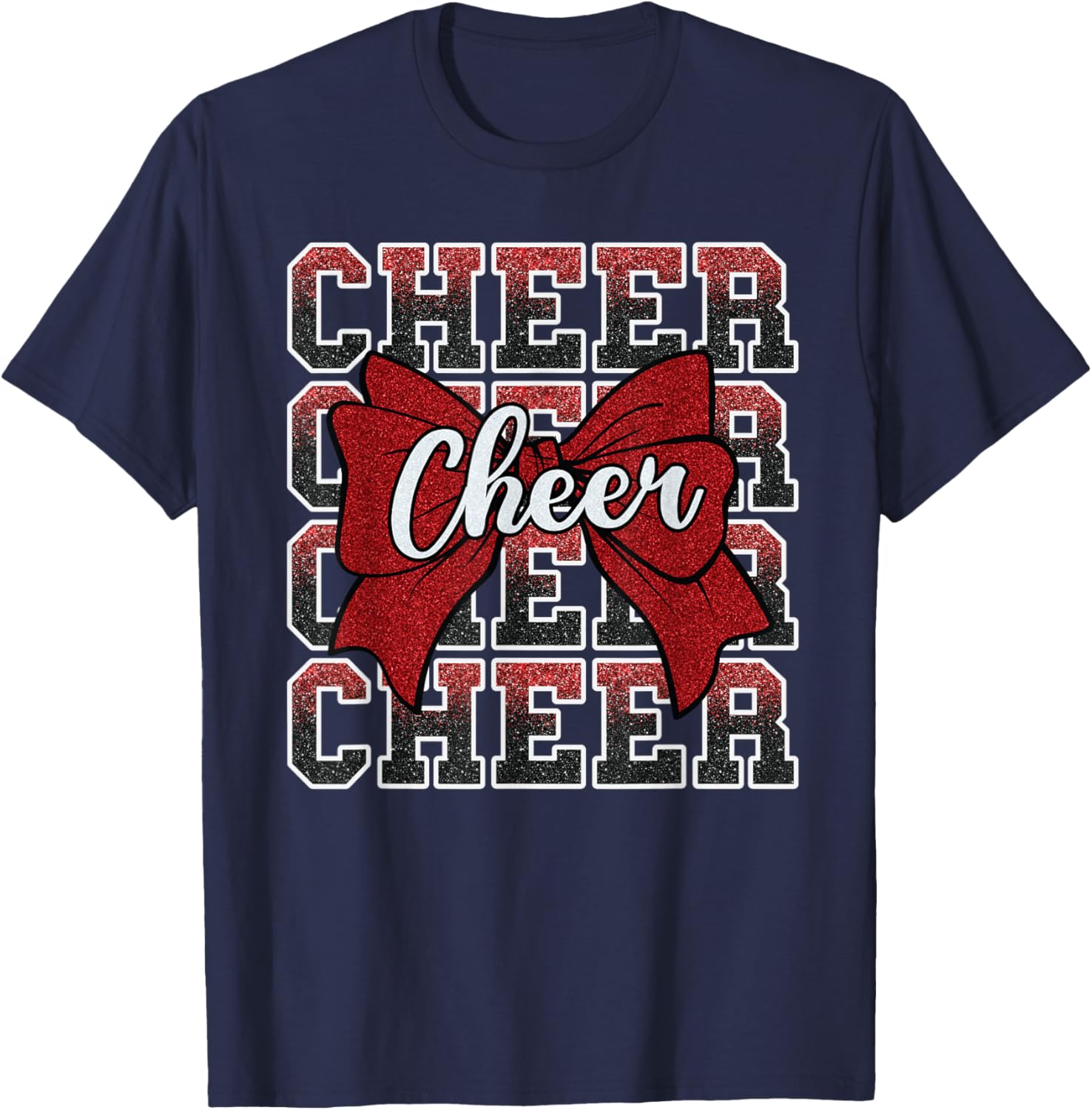 Coquette Cheer Bow Funny Sport Cheerleader Red T-Shirt for Cheer Fans - 18