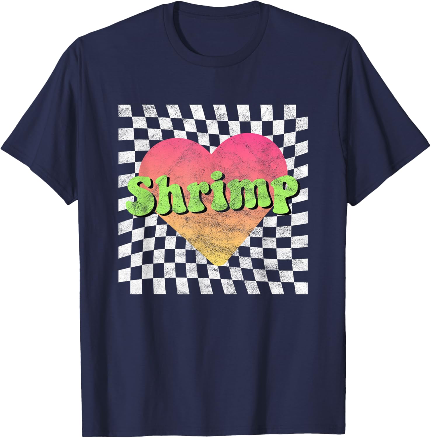 Vintage Retro Shrimp Lover Heart T-Shirt for Seafood Fans - 18