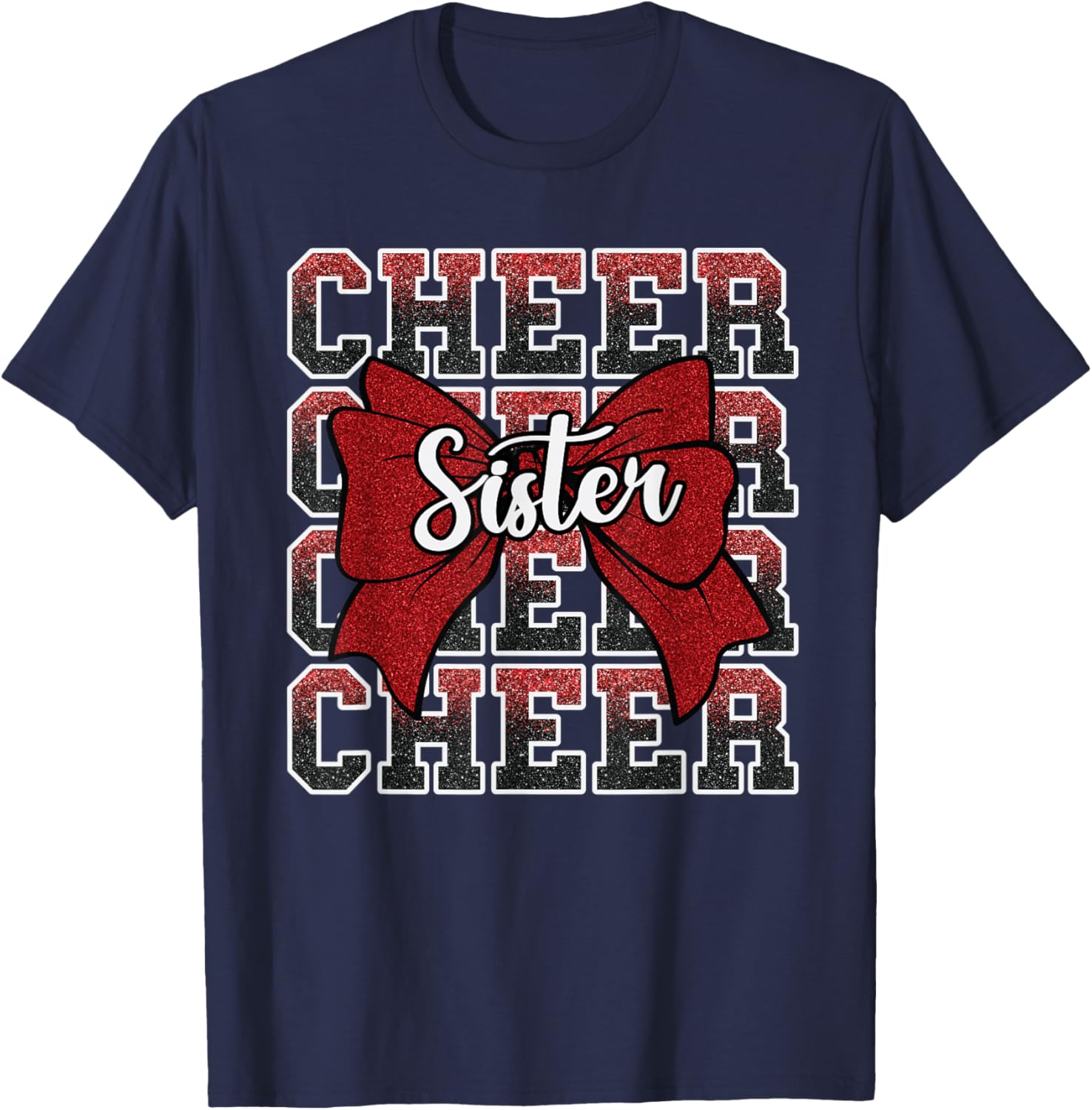 Coquette Cheer Sister Bow Red T-Shirt for Sport Cheerleaders - 8