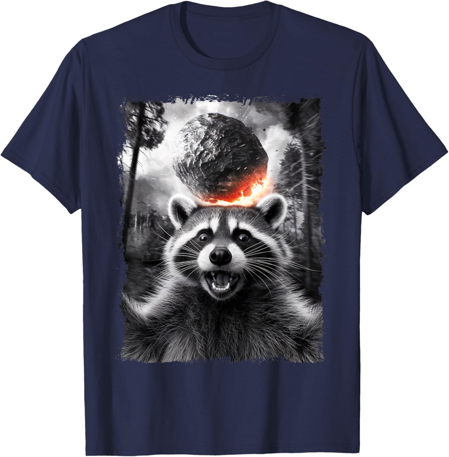 2024 Raccoon Asteroid Impact Selfie Photo T-Shirt for Fun Earth Lovers - 2