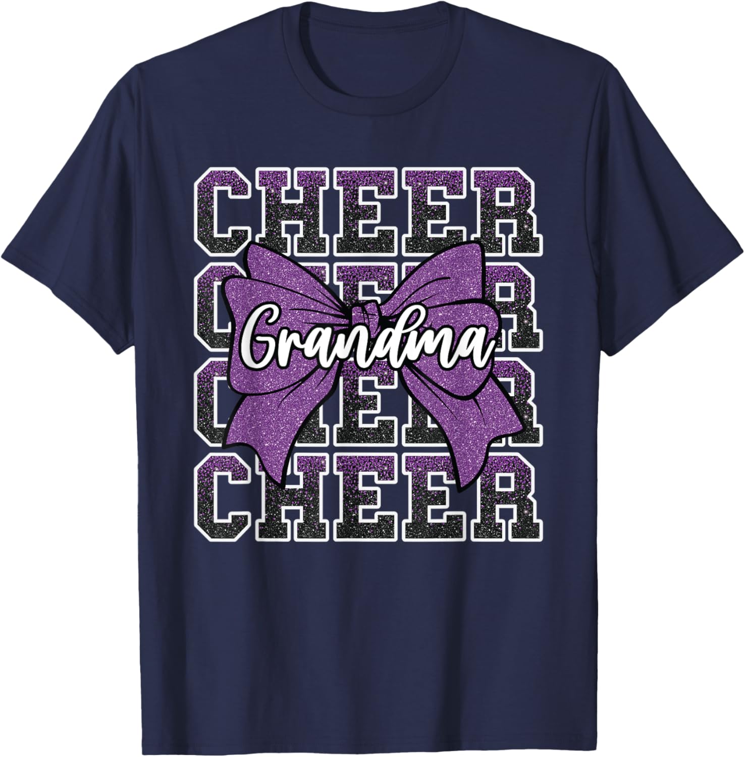 Cheer Grandma Bow Sport Purple T-Shirt for Cheerleaders and Fans - 26