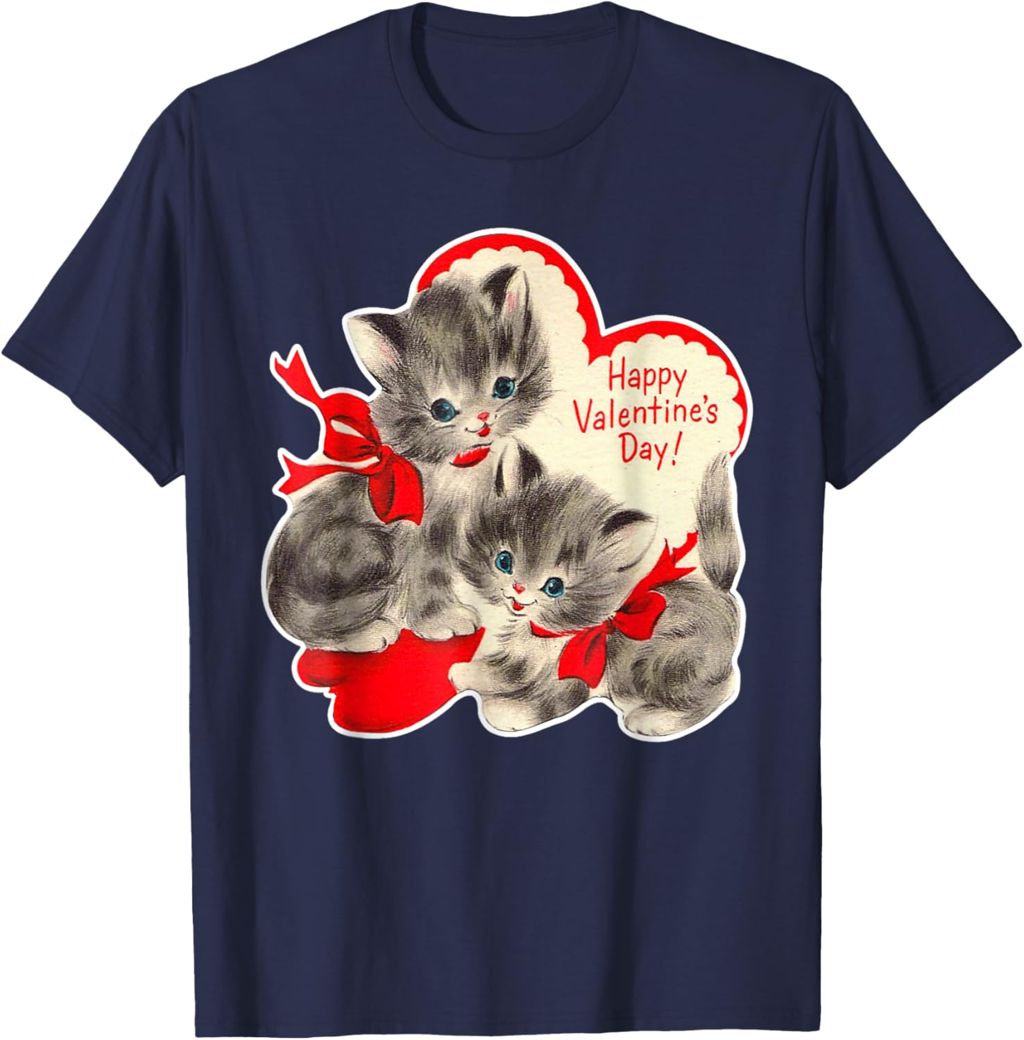 Vintage Valentine's Day Cat T-Shirt Retro Kitten Love Top for Pet Lovers - 23