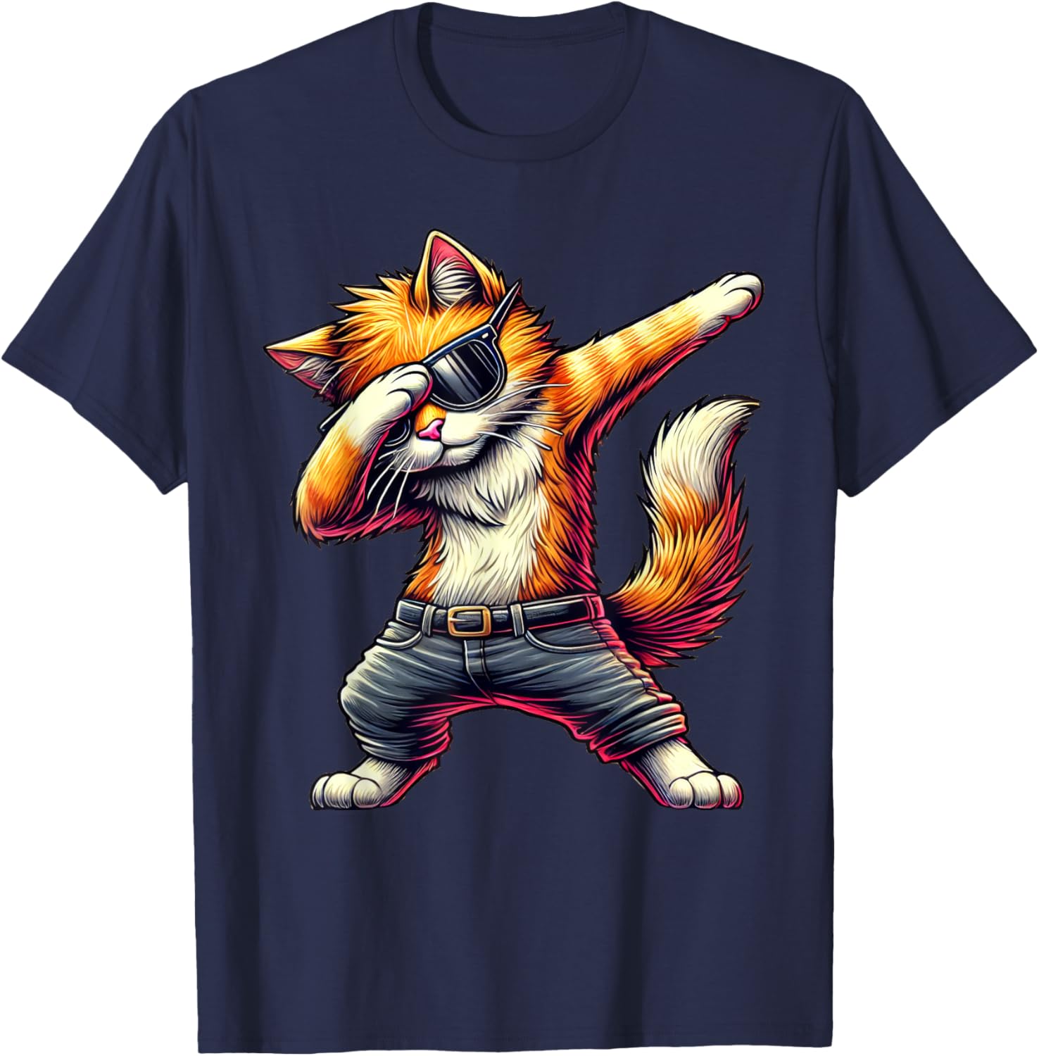 Cool Cat Dabbing in Sunglasses T-Shirt for Cat Lovers and Fashion Fans - 14