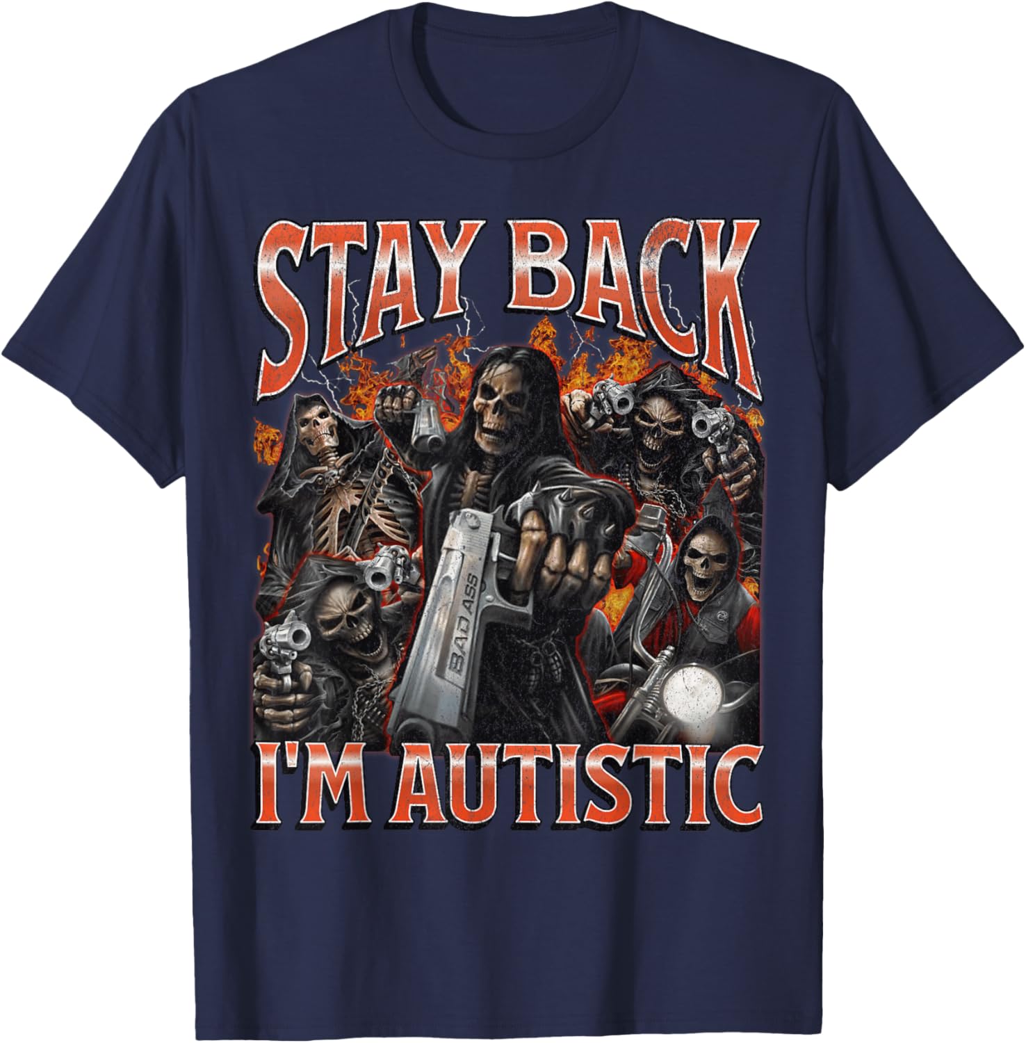 Funny Autistic Skeleton Meme Graphic T-Shirt for Unique Style and Comfort - 19