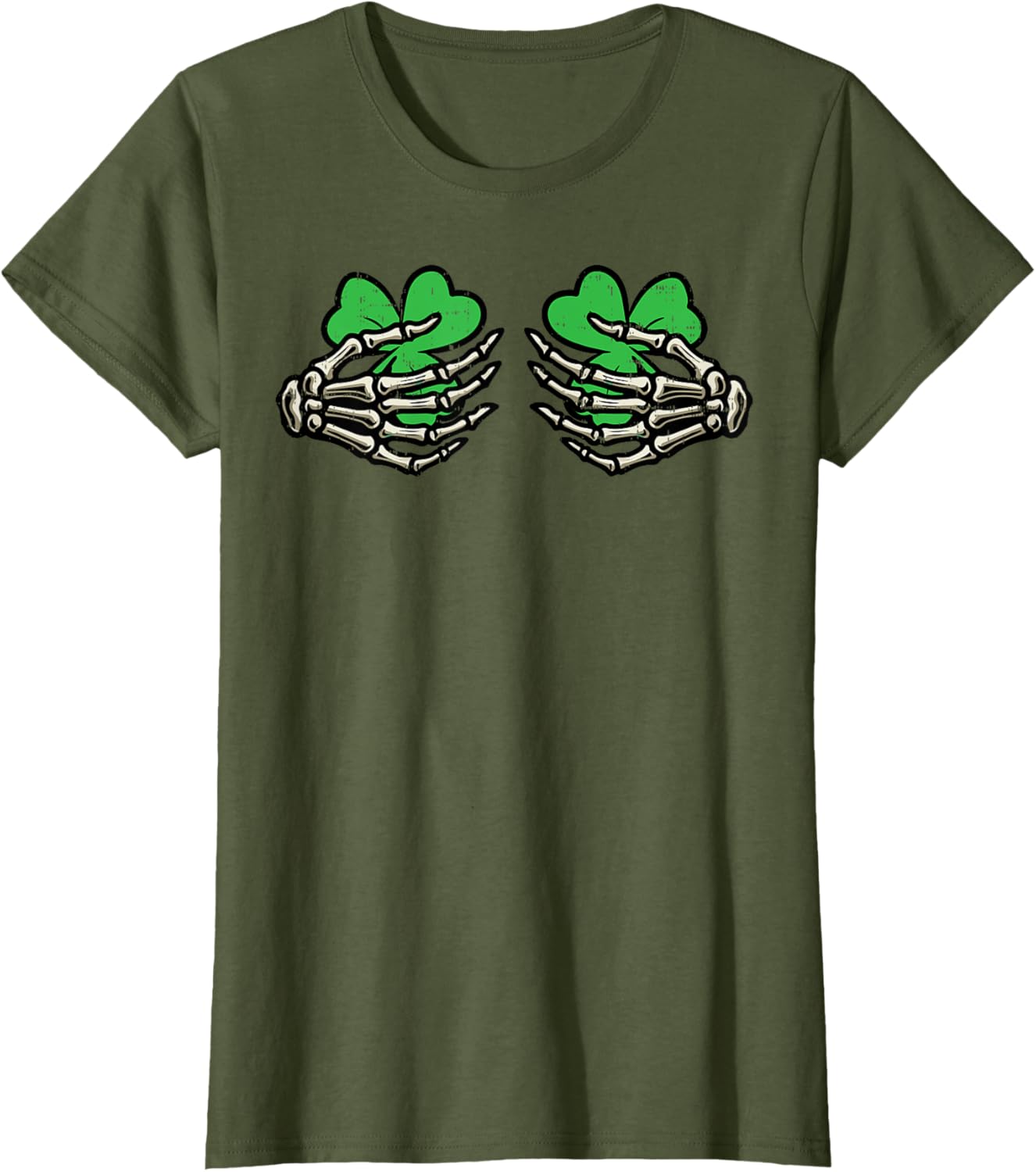 St Patricks Day Skeleton Hand Clover T-Shirt for Women - Fun Saint Patty's Style - 20