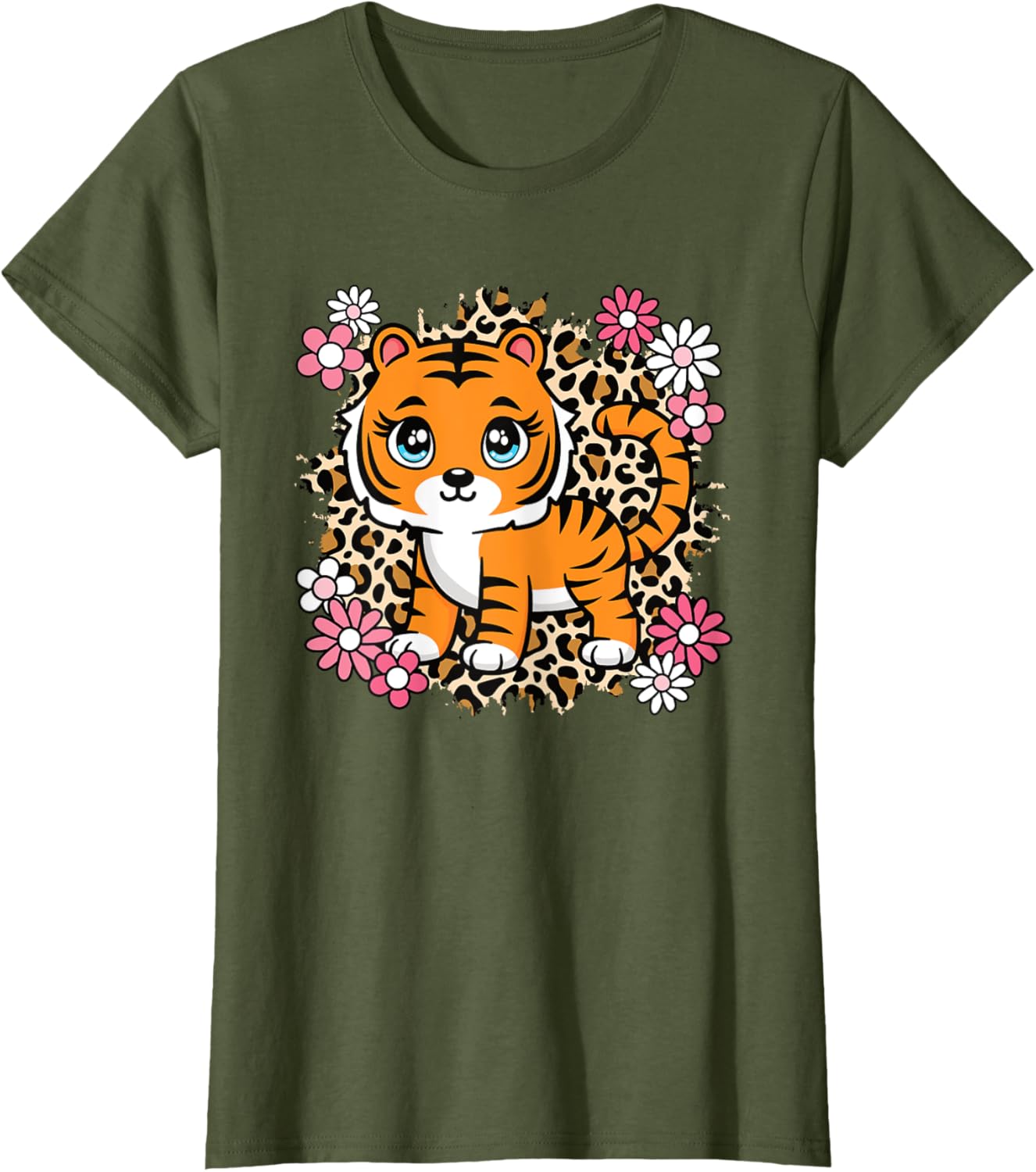 Cute Tiger Flowers T-Shirt for Women Girls and Kids - Perfect Gift for Tiger Lovers - 13