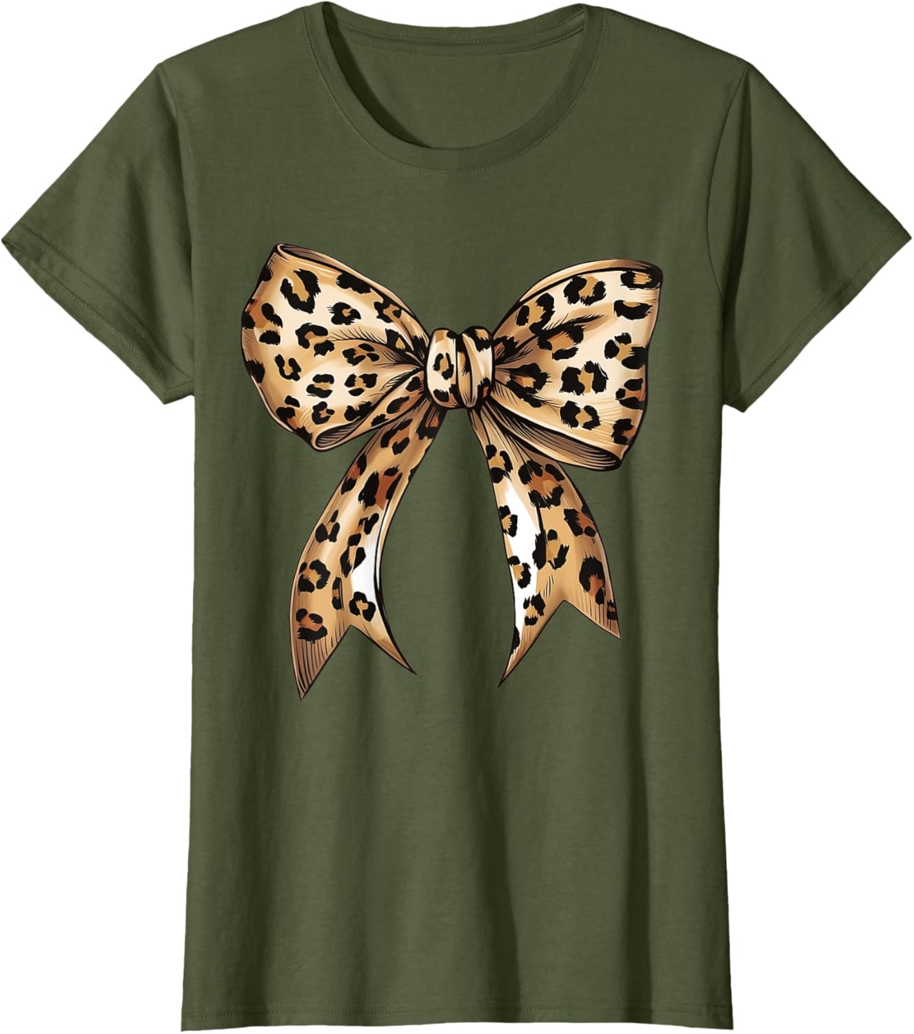 Stylish Leopard Print Croquette Bow T-Shirt for Trendy Fashion Lovers - 24