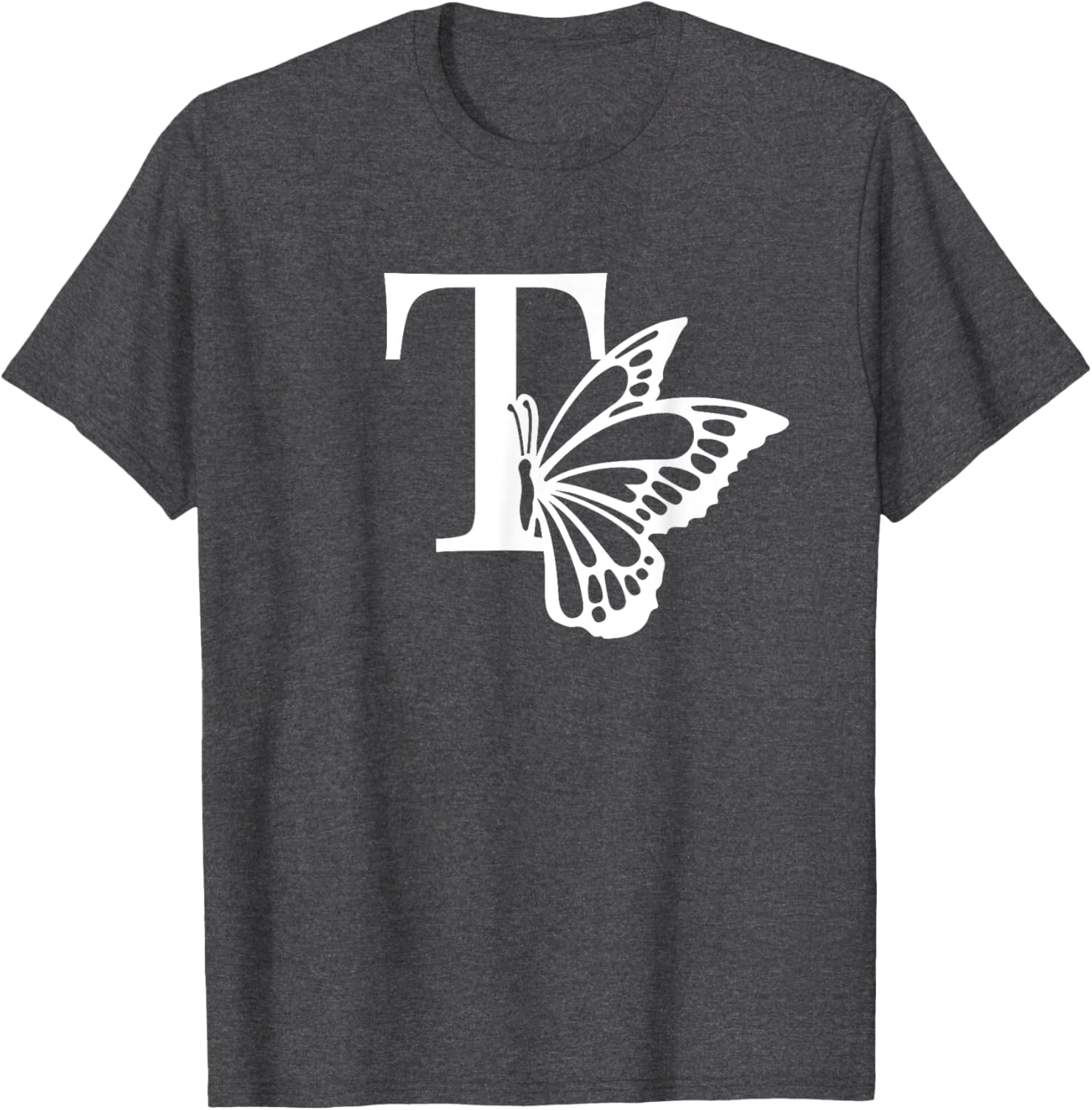 Butterfly Monogram Initial T T-Shirt Stylish Alphabet Tee for Women - 23