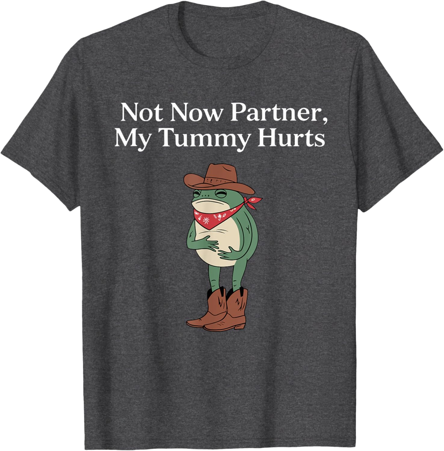 Funny Cowboy Frog Meme T-Shirt Retro Not Now My Tummy Hurts Humor Apparel - 9