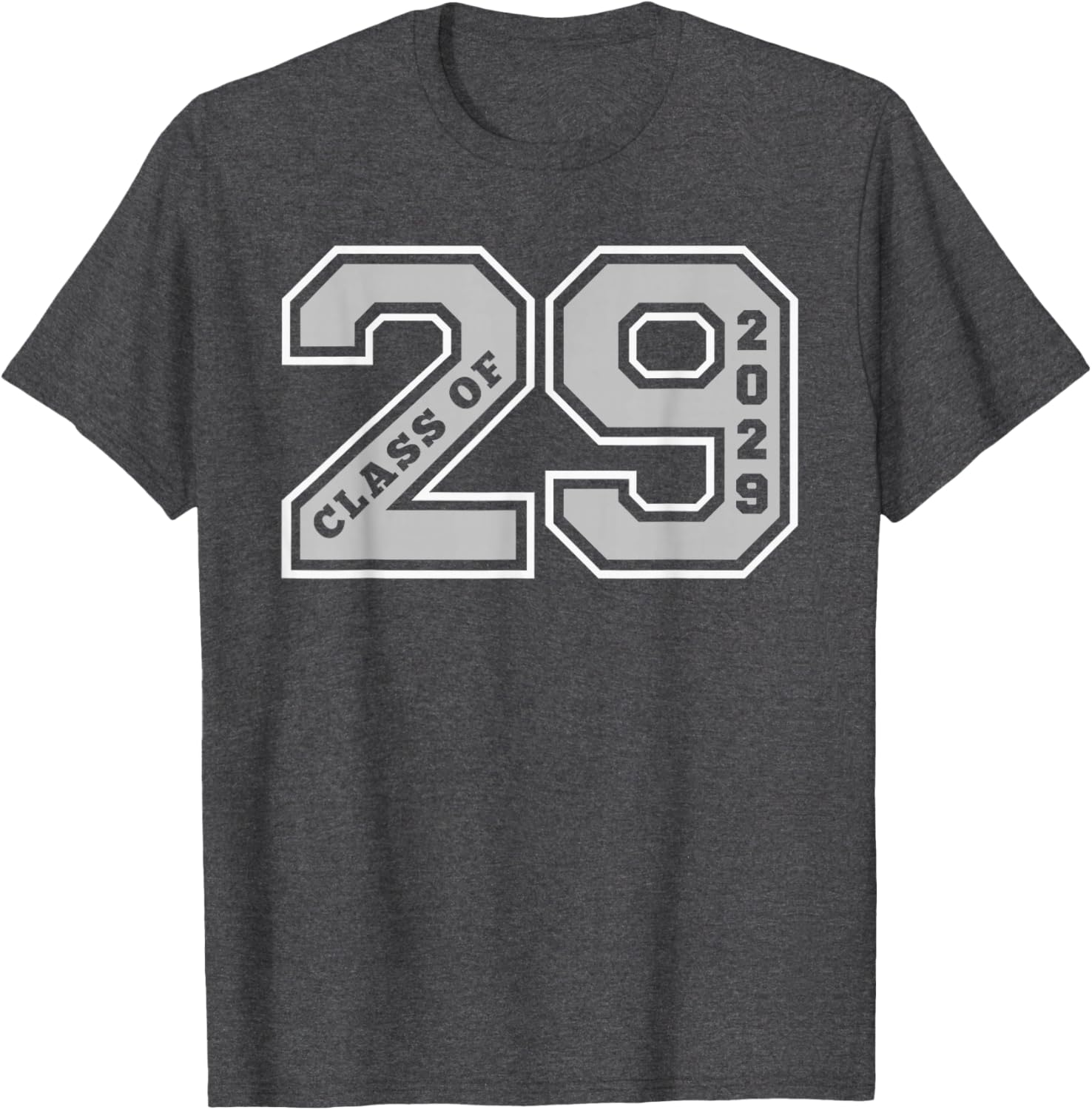 Class of 2029 Grey Letterman Style Grad Gift T-Shirt for Celebrations - 21