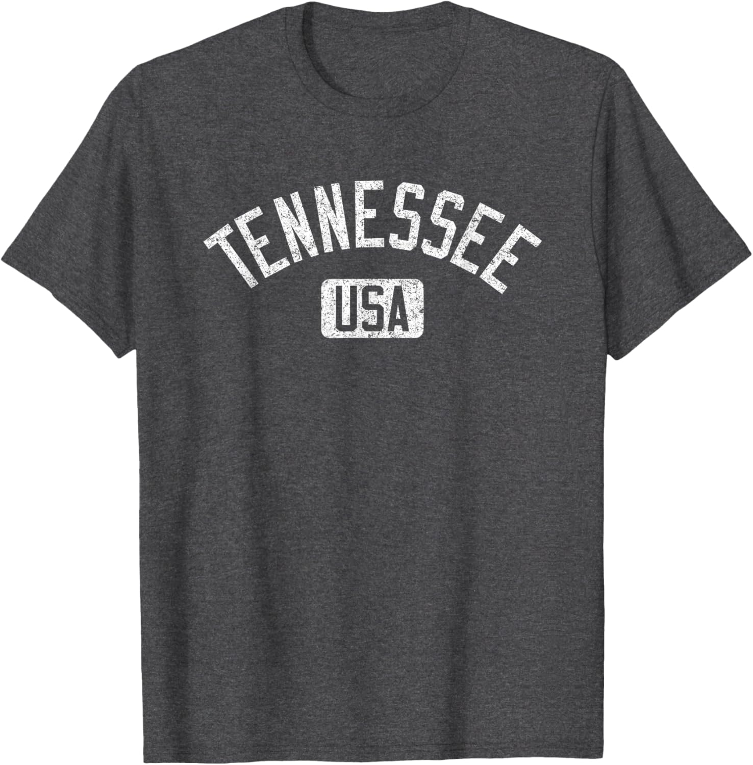 Tennessee Arched Text Distressed White Print T-Shirt for Casual Style - 18
