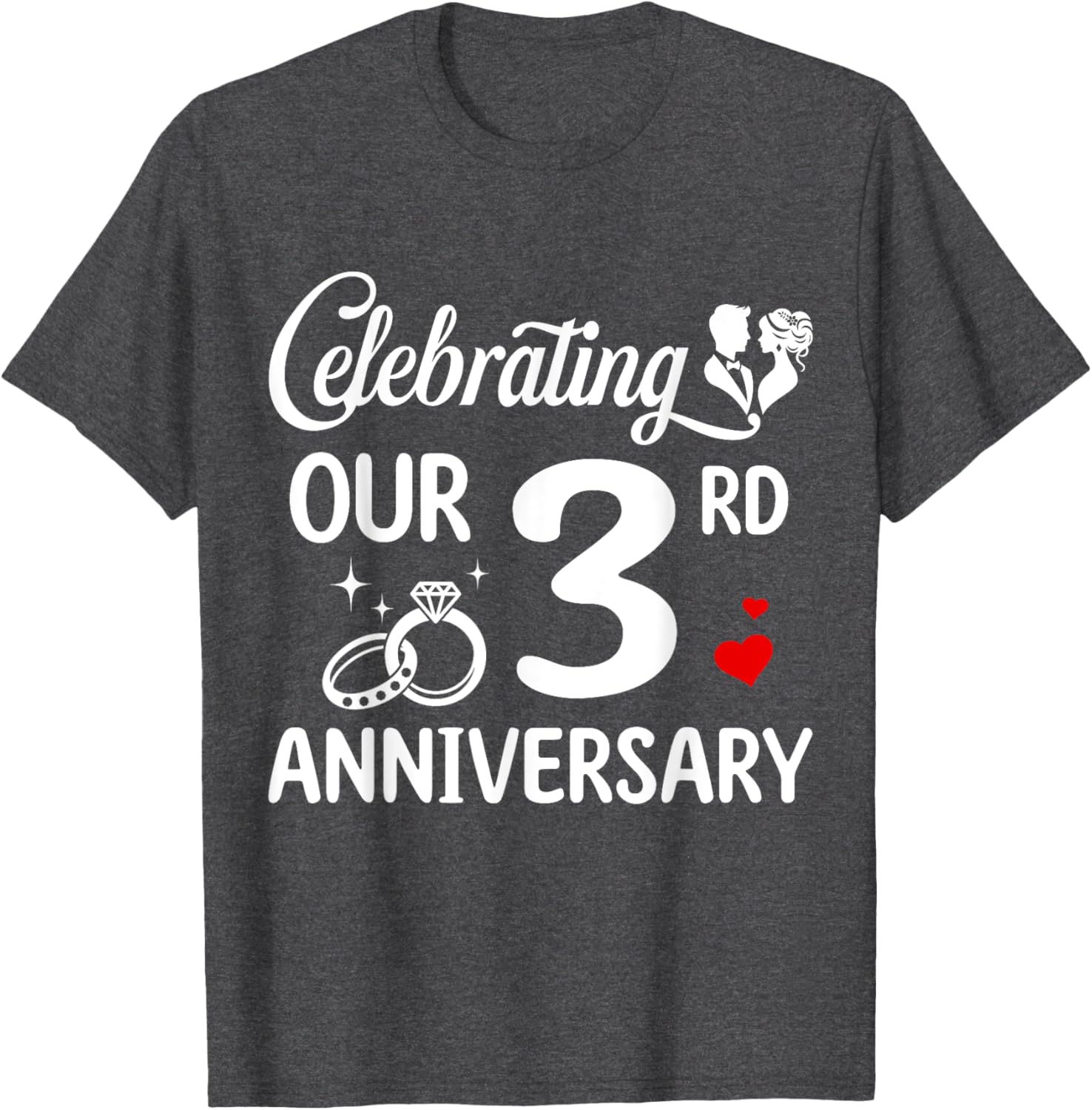 3rd Wedding Anniversary T-Shirt for Couples Celebrating 3 Years of Love - 10