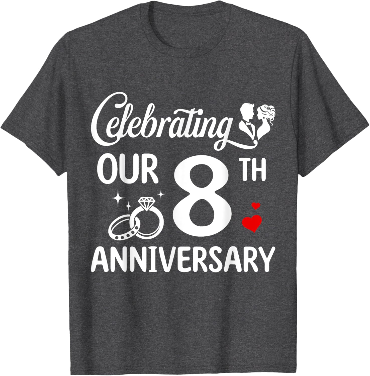 Celebrating 8 Years of Love: Fun 8th Wedding Anniversary T-Shirt - 7