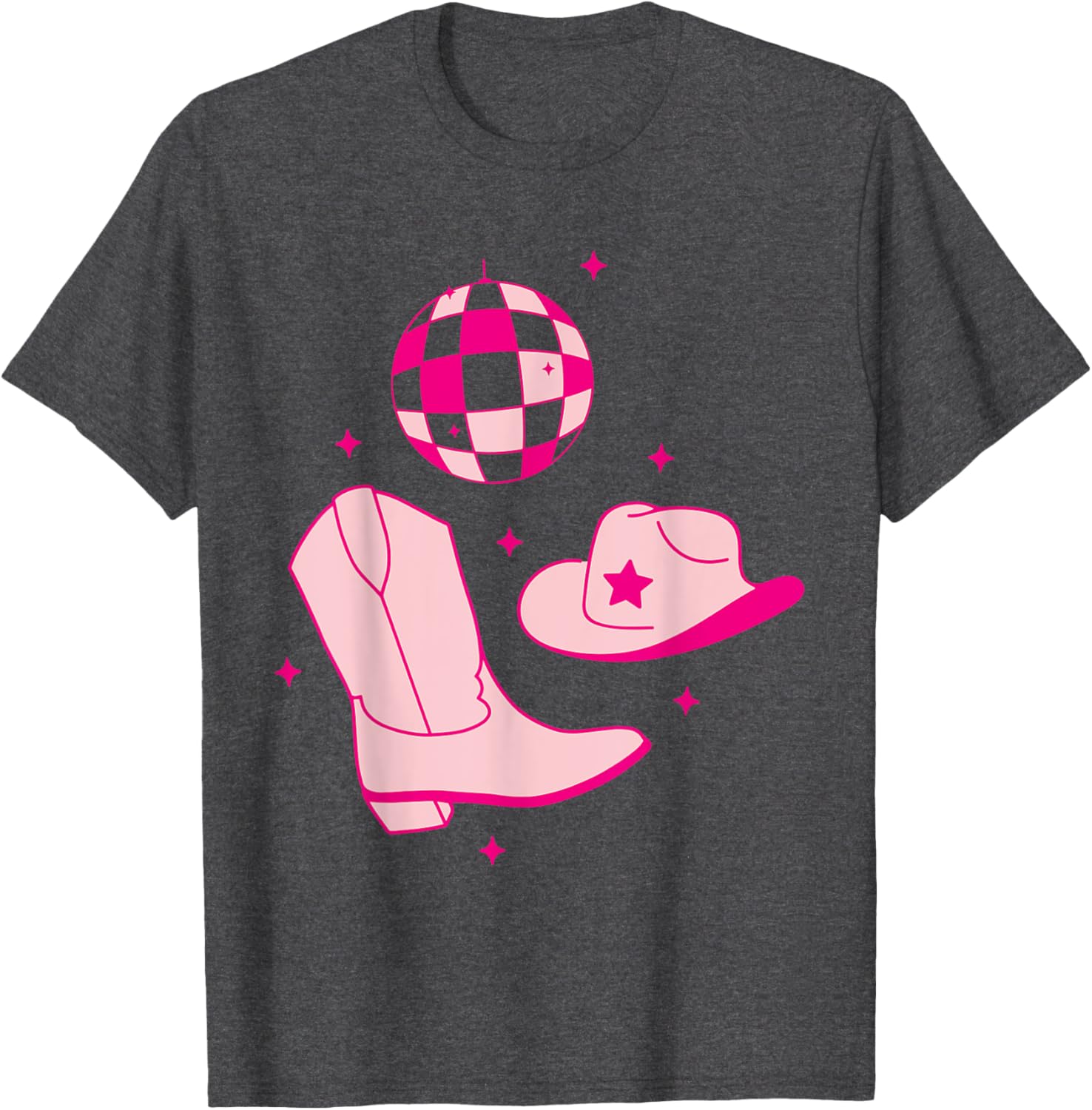 Cute Cowgirl Coquette Pink T-Shirt for Women and Girls - Rodeo Style - 5