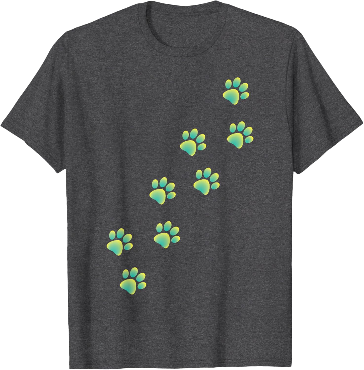 Cute Cat Paws Yellow Teal Graphic T-Shirt for Cat Lovers of All Ages - 3
