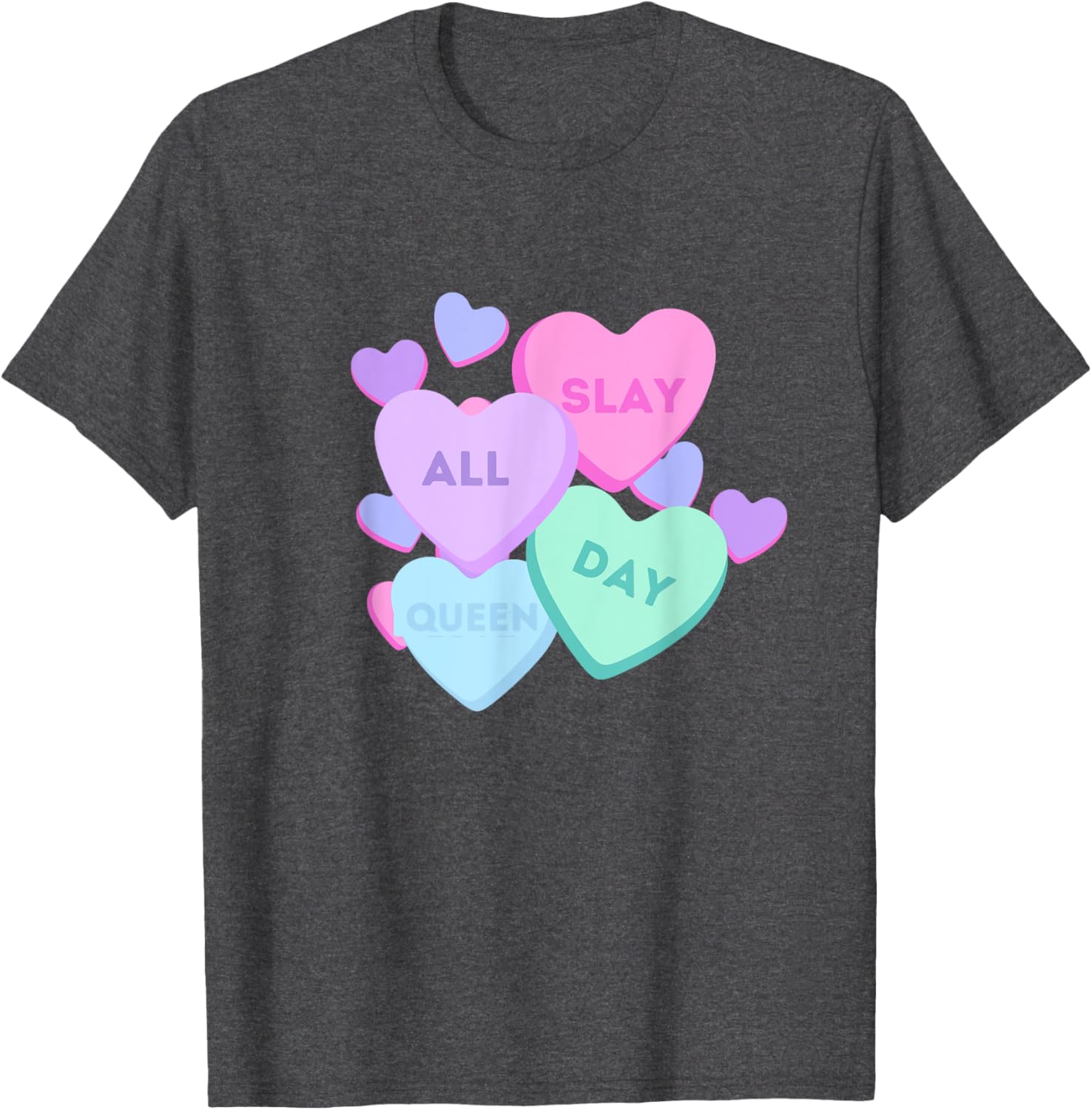 Slay All Day Pastel Heart Candy Graphic T-Shirt for Valentine's Day - 9
