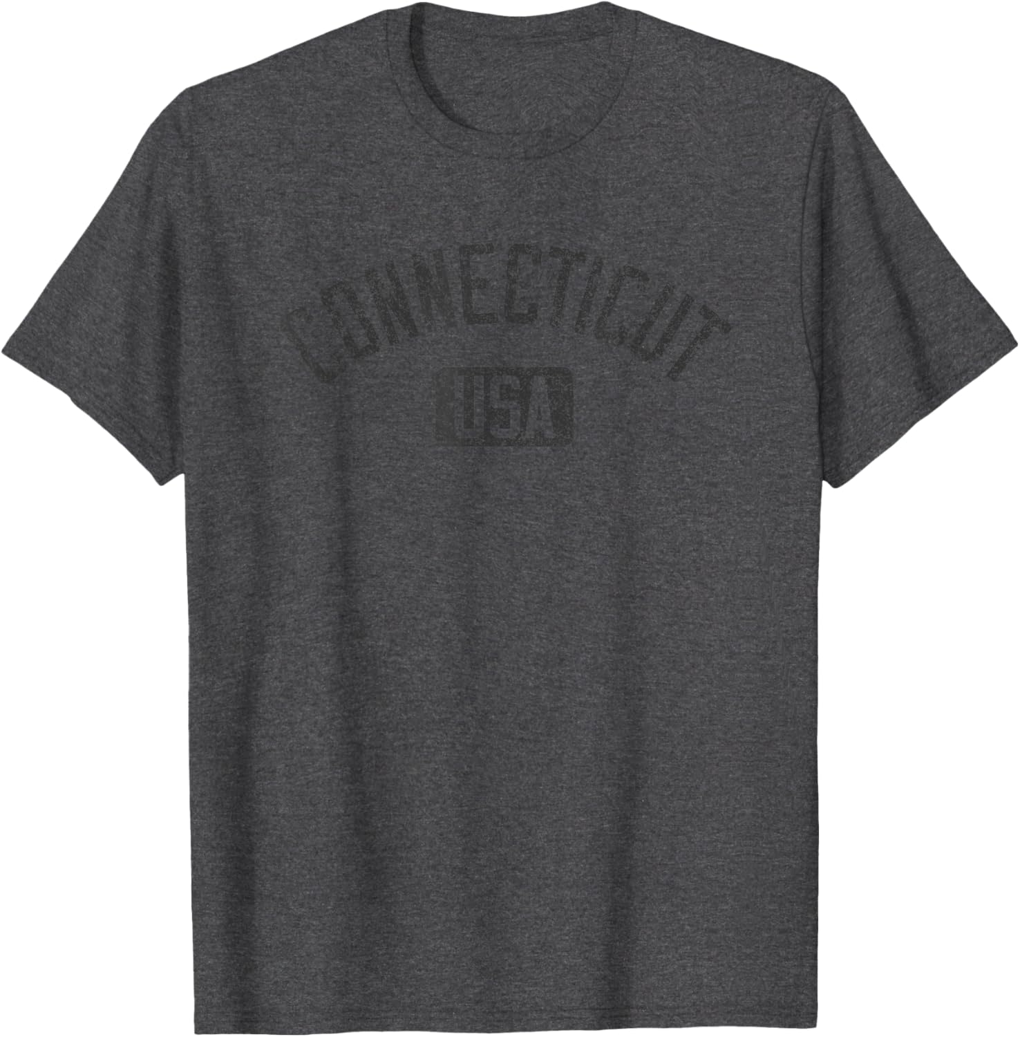 Connecticut Arched Text Distressed Black Print T-Shirt for Casual Style - 20