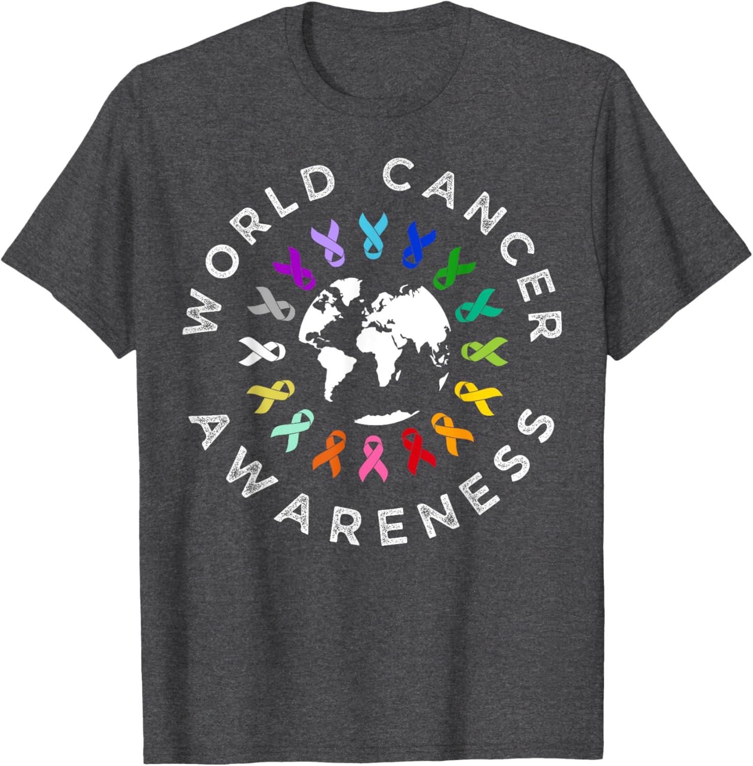 World Cancer Day Awareness Multi-Color Ribbon T-Shirt for Supporters - 17