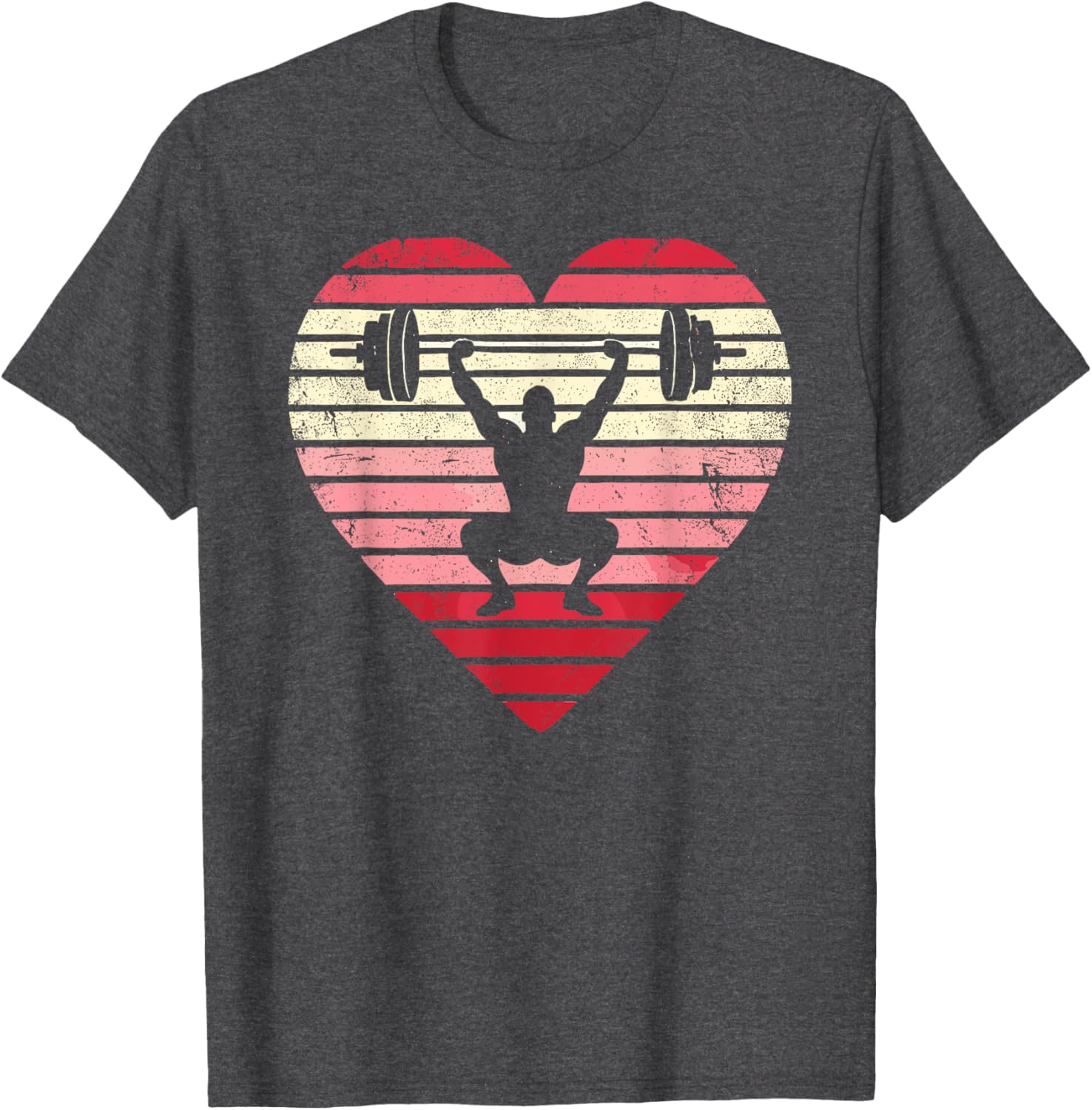 Vintage Retro Heart Weightlifting Gym T-Shirt for Men Fitness Enthusiasts - 9