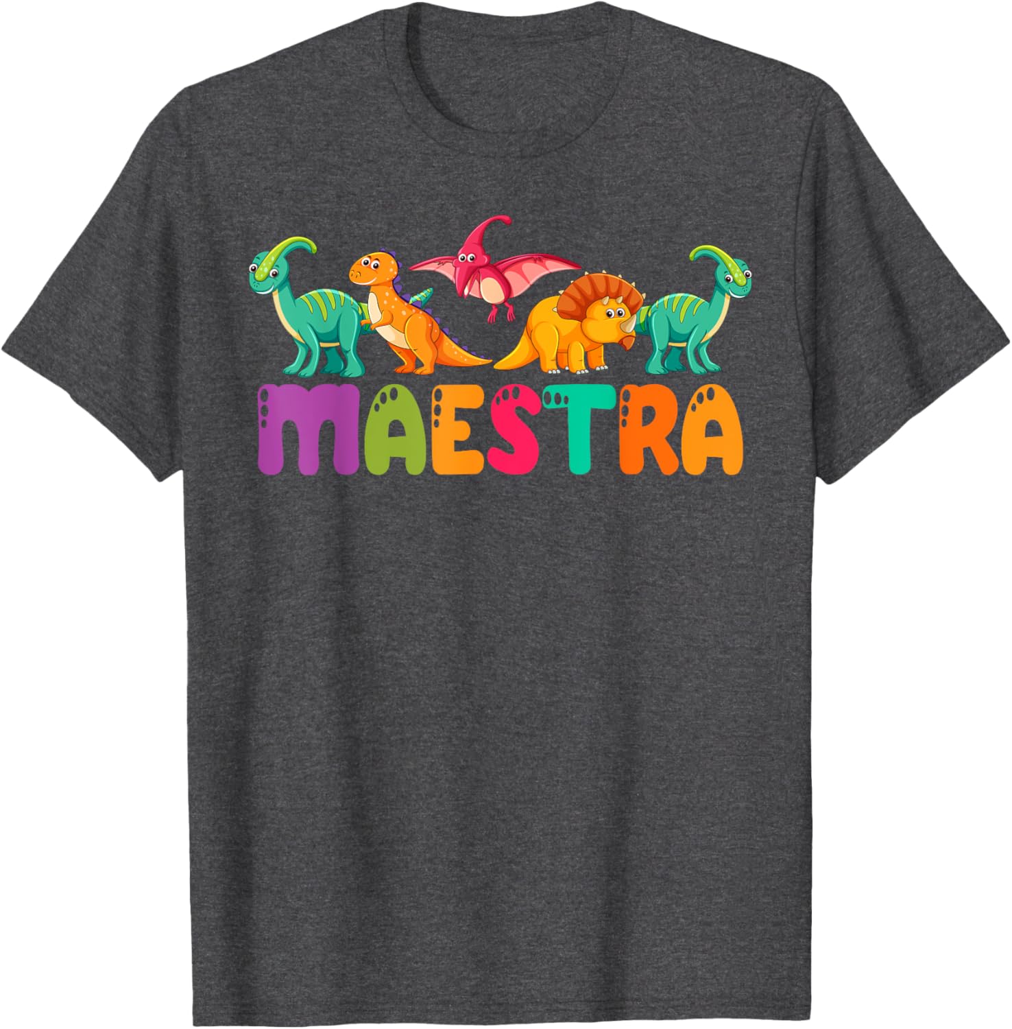 Cute Dinosaurs Bilingual Teacher T-Shirt for Maestra Spanish Teachers - 6
