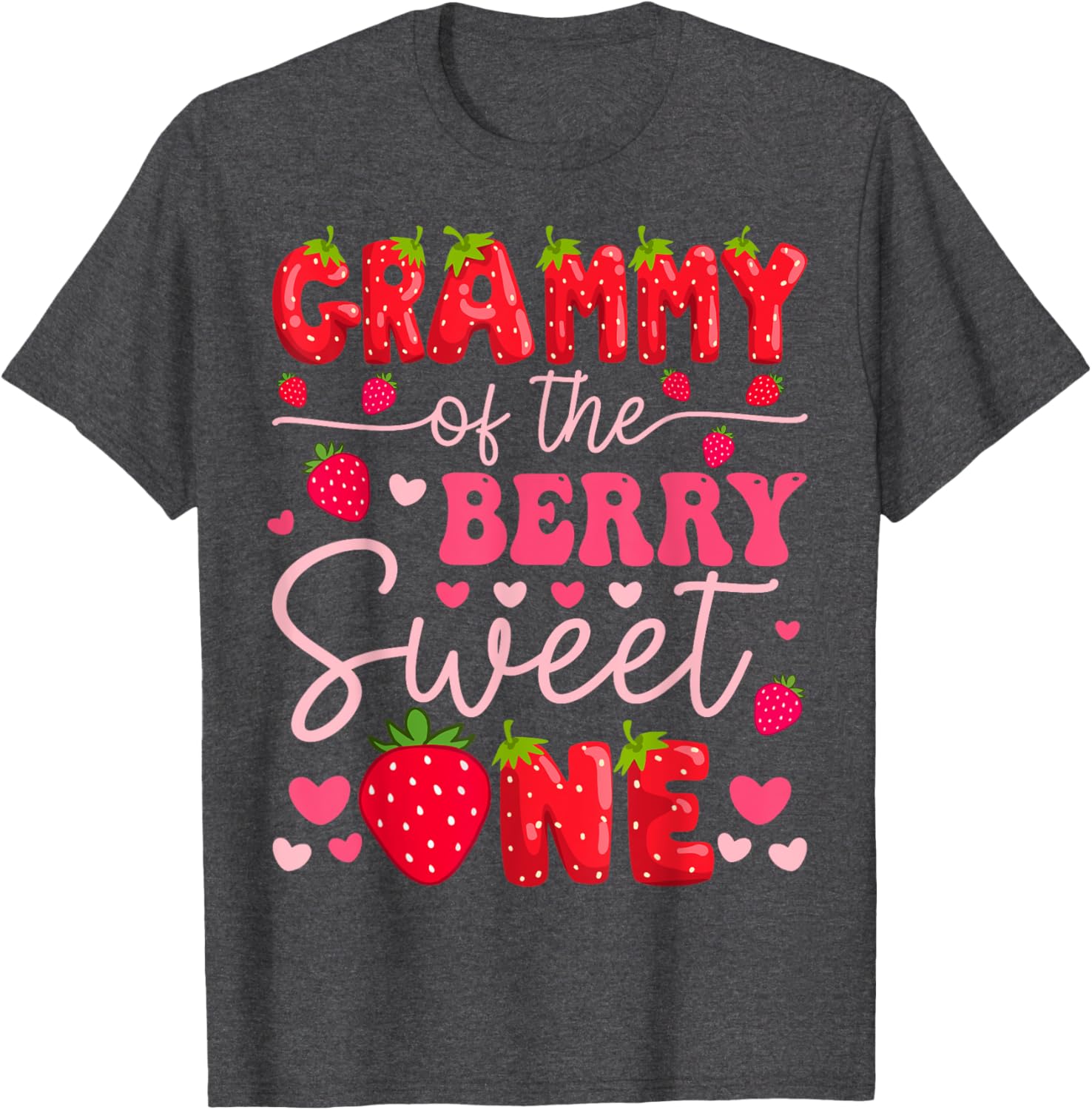 Adorable Strawberry Themed 1st Birthday Girl T-Shirt for Grammy's Sweet One - 7