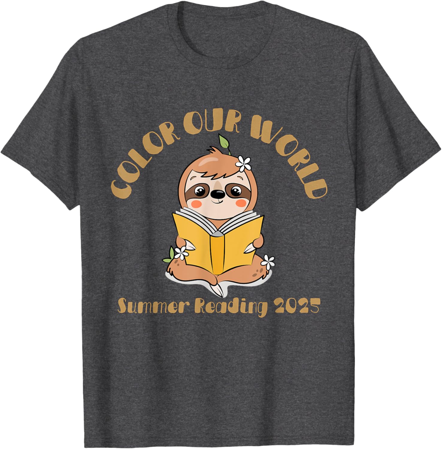 Color Our World 2025 Summer Reading Program Sloth T-Shirt for Kids - 10