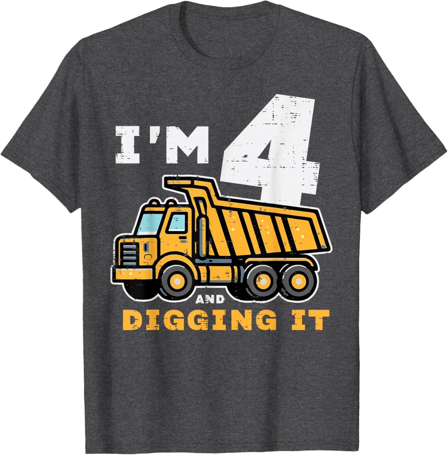 Cute 4th Birthday Dump Truck T-Shirt for Kids - Digging It Design - 16