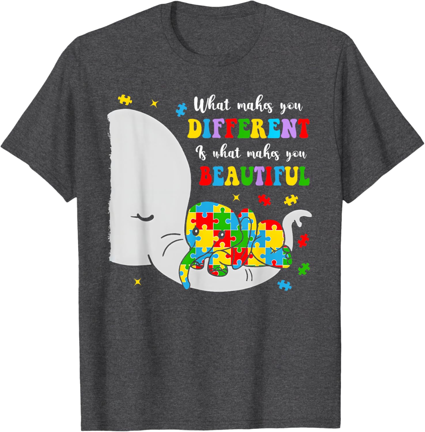 Unique Elephant Autism Awareness T-Shirt - Embrace Differences with Style - 16