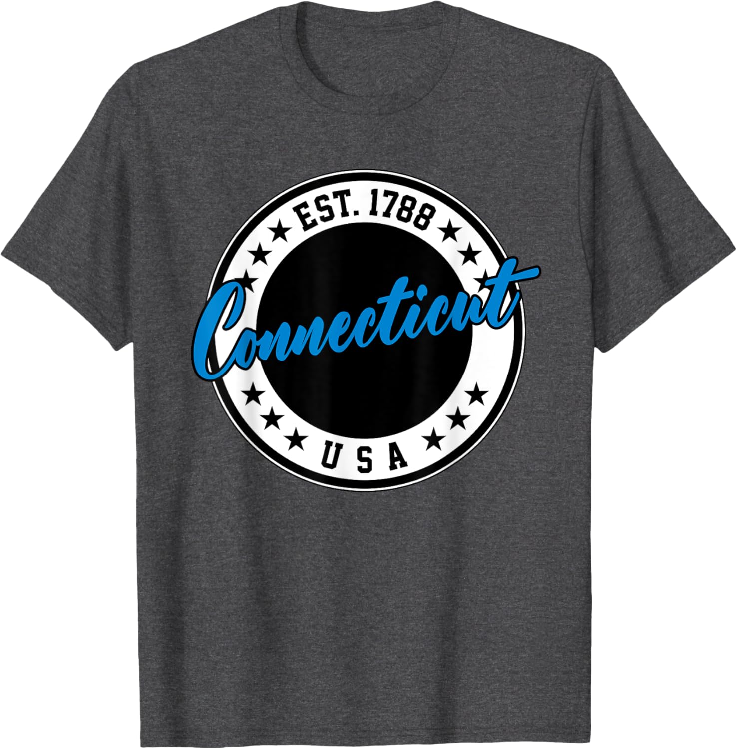 Connecticut USA Script Circle T-Shirt in Blue - Stylish Casual Wear - 19
