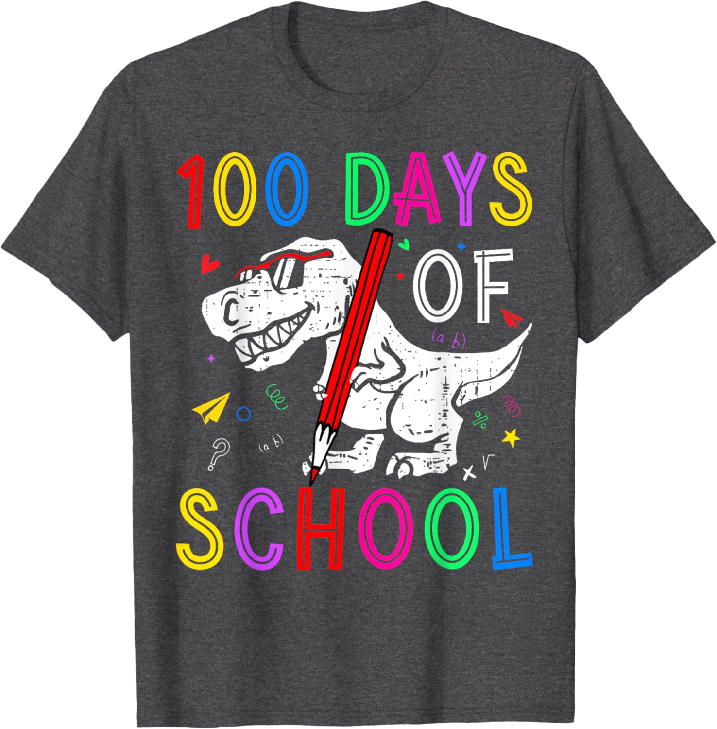 100 Days of School Dino T-Rex Kids T-Shirt for Teachers and Students - 3