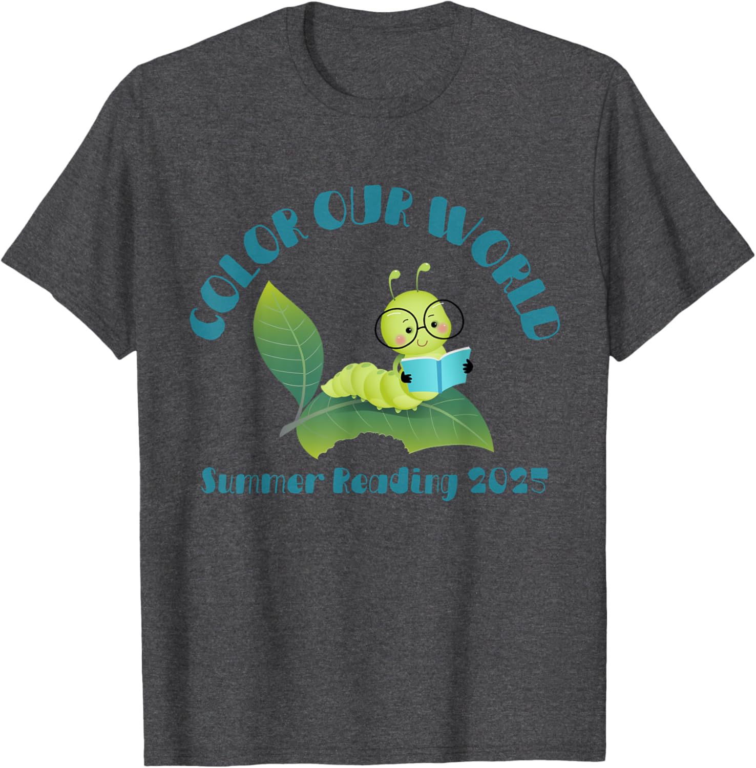 Color Our World Summer 2025 Reading Program Book Worm T-Shirt for Kids - 15