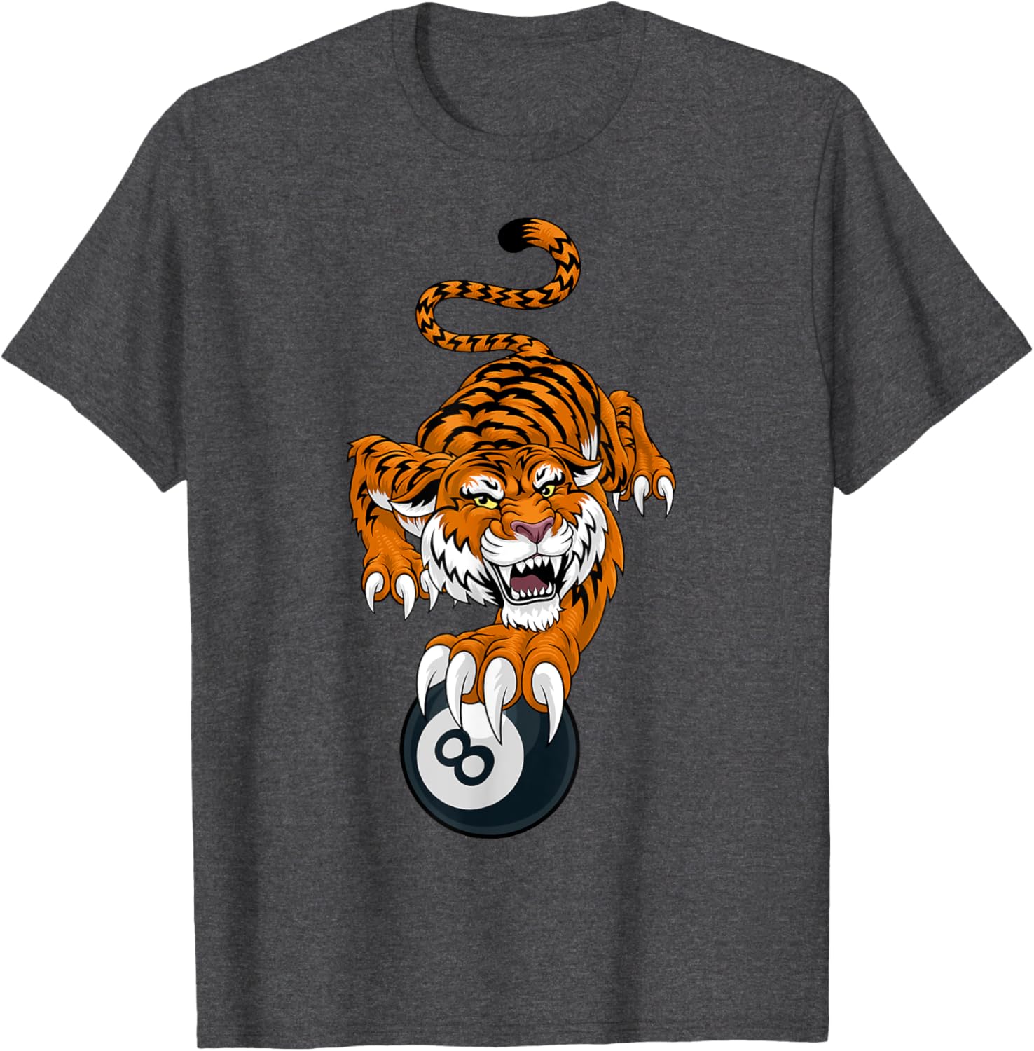 Tiger Angry Pool 8 Ball Billiards Cartoon Character T-Shirt for Fun Style - 15